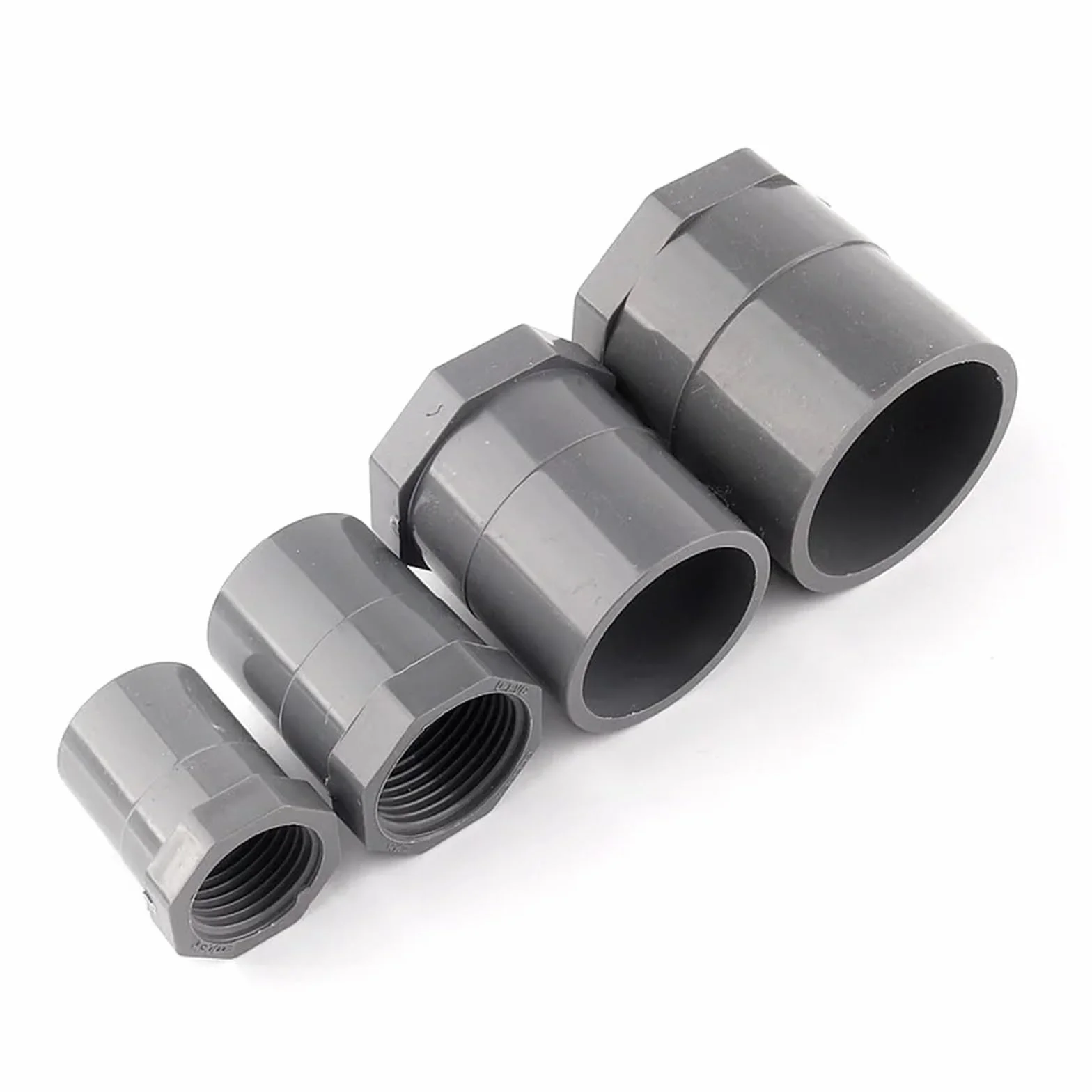 Conector recto de hilo femenino PVC 1/2"-20mm a 2"-63mm para riego jardín tanque peces 5 piezas