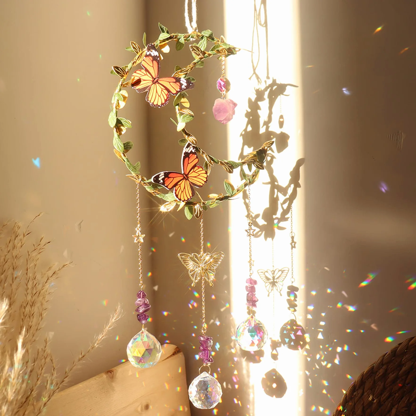 Atrapasoles Cristal Luna Suncatcher Colgante Ventana Jardín