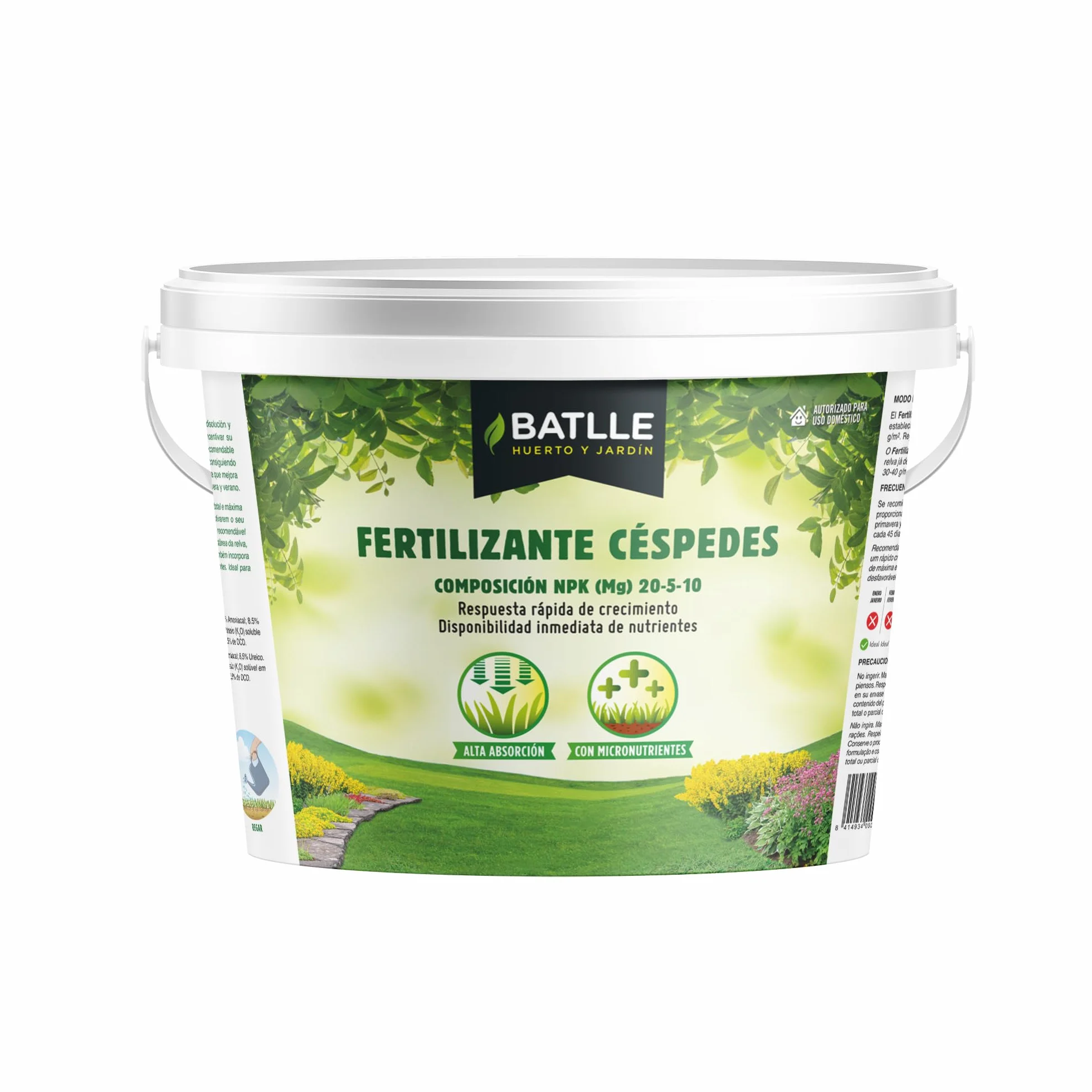 BATLLE Fertilizante Césped NPK 21-7-12 + Mg 5 kg Abono Granulado Micronutrientes 150 m²