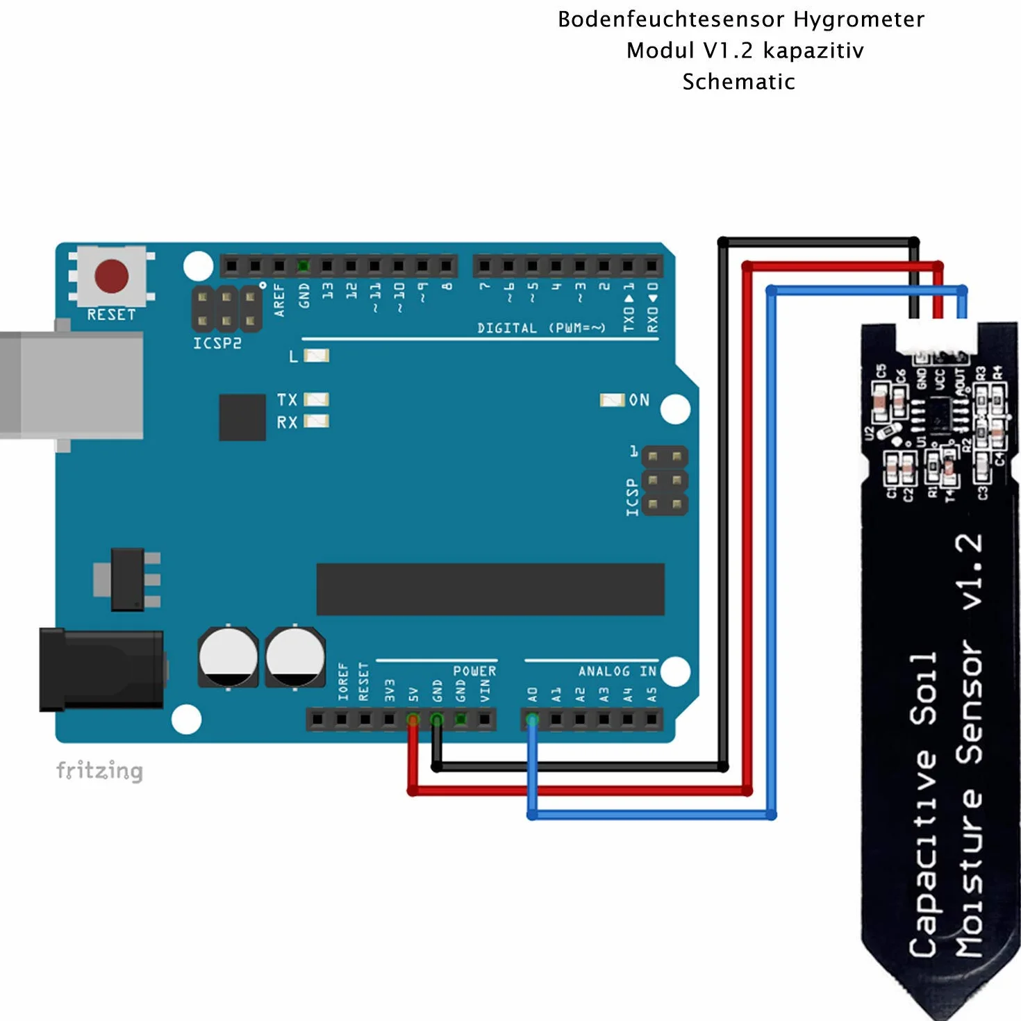 Aideepen Módulo higrómetro de sensor de humedad del suelo V1.2 capacitivo analógico resistente a la corrosión