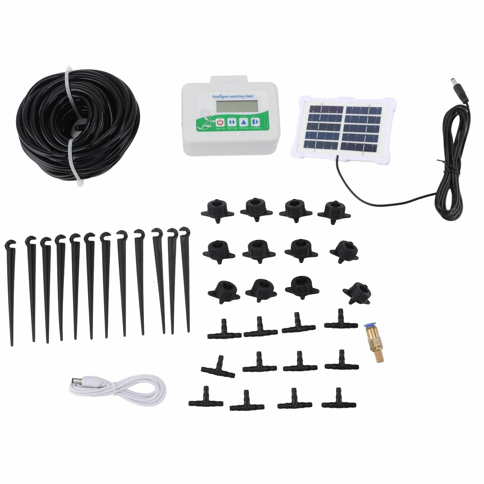 Temporizador de Riego Solar Inteligente Temporizador de Riego Programable de Ahorro de Energía para Tierras de Cultivo de Jardín-Material ABS