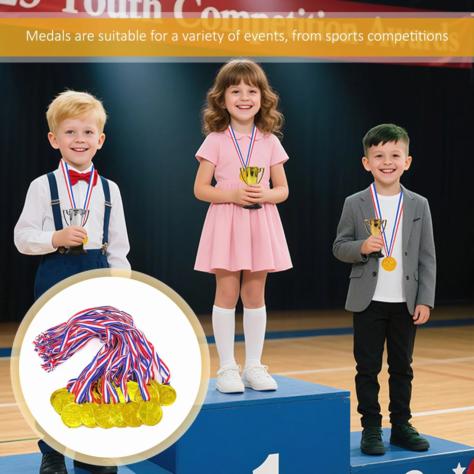 Medallas de Oro para Niños, 30 Unidades, Premios para Escuela, Día Deportivo u Olímpico