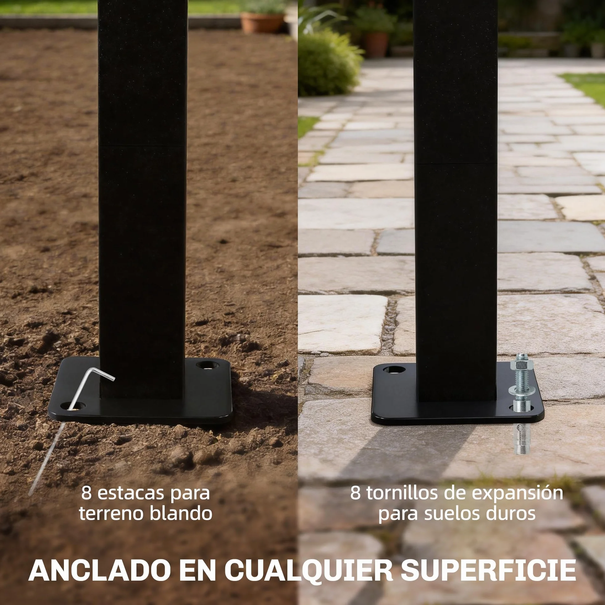 Outsunny Pérgola de Jardín 3x3 m, Cenador con Techo Arqueado, Dosel UV30+, Estructura de Metal Galvanizado, Blanco Crema