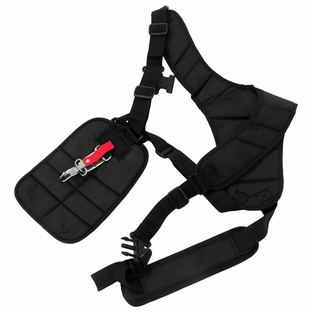 BESTonZON Cinturón para Desbrozadora Doble Acolchado de Nylon para Recorte de Césped, Diseño Ergonómico Hebilla Ajustable y Protección para Zona Superior