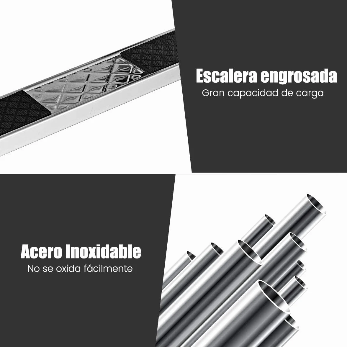 RELAX4LIFE Escalera de Piscina Acero Inoxidable 3 Peldaños Antideslizantes Desmontable 150kg 55x25x132,5cm