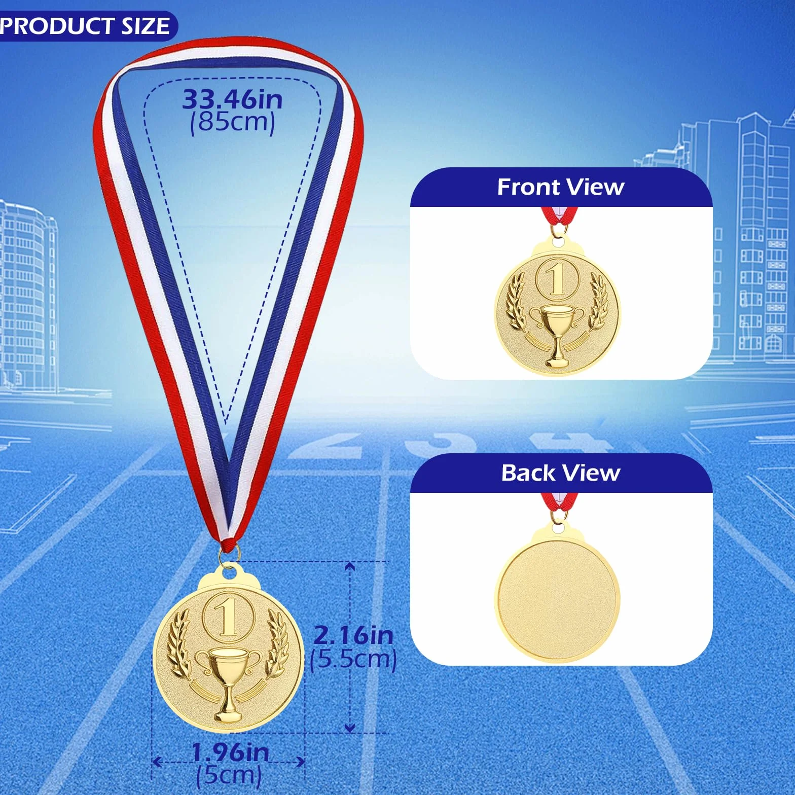 Medallas de Metal de Aleación de Zinc, Paquete de 12 Medalla de Ganador para Concursos Deportivos Futbol Baloncesto Tenis