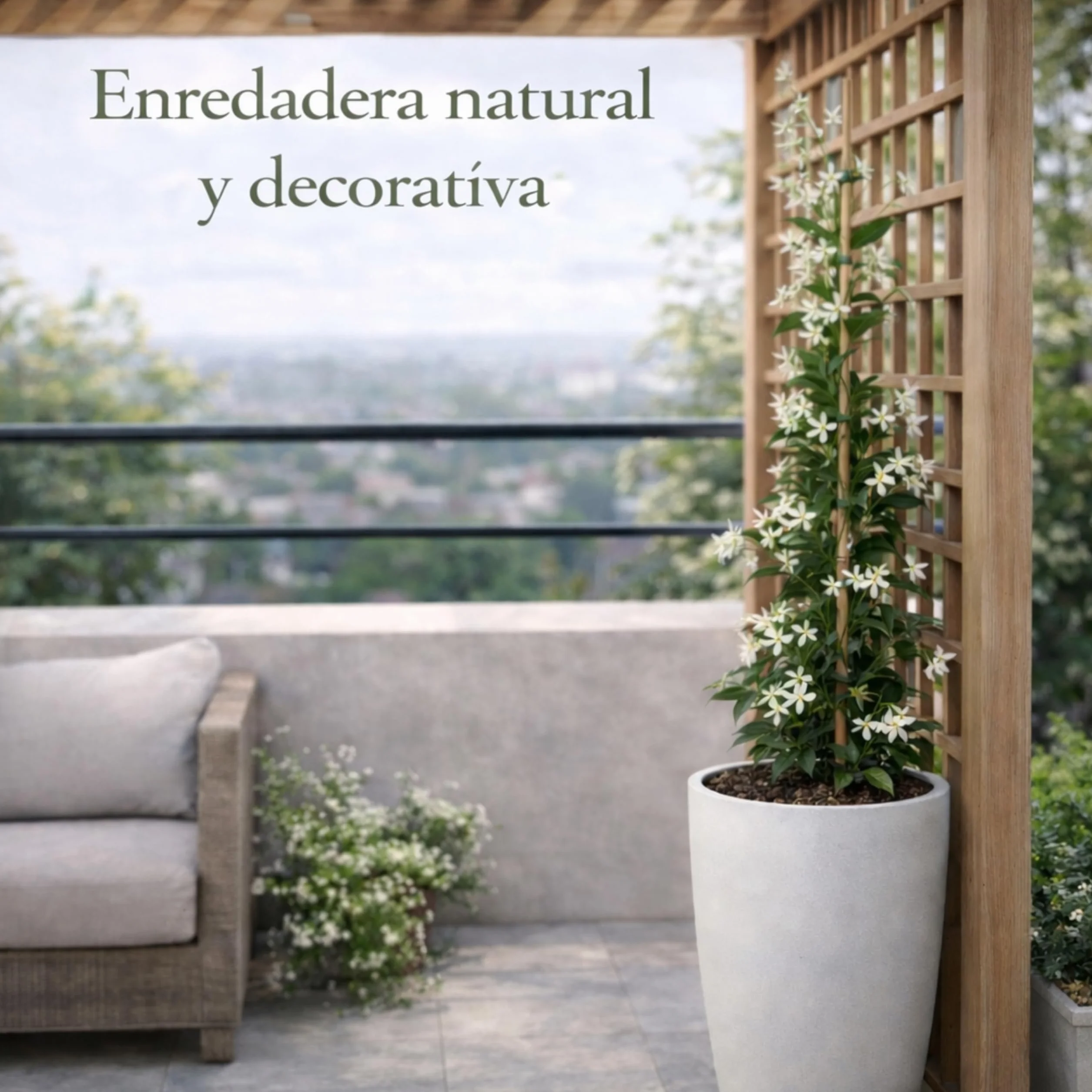 Jazmín Estrellado Planta Natural 120 cm Trachelospermum jasminoides Enredadera Exterior Flores Blancas Aromáticas
