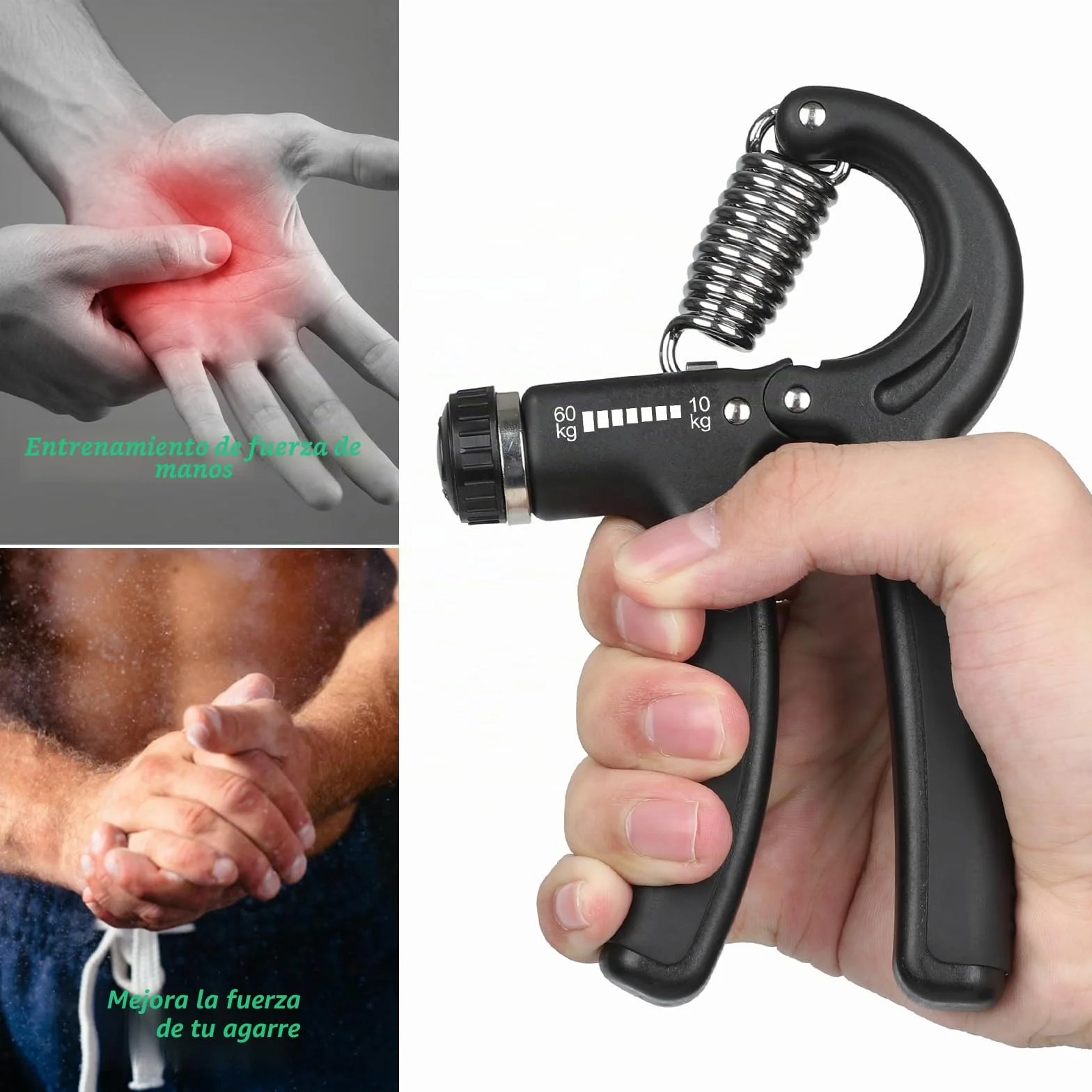 NIYIKOW Hand Grip Fortalecedor de Agarre Ajustable 10-60kg Antideslizante para Músicos Atletas