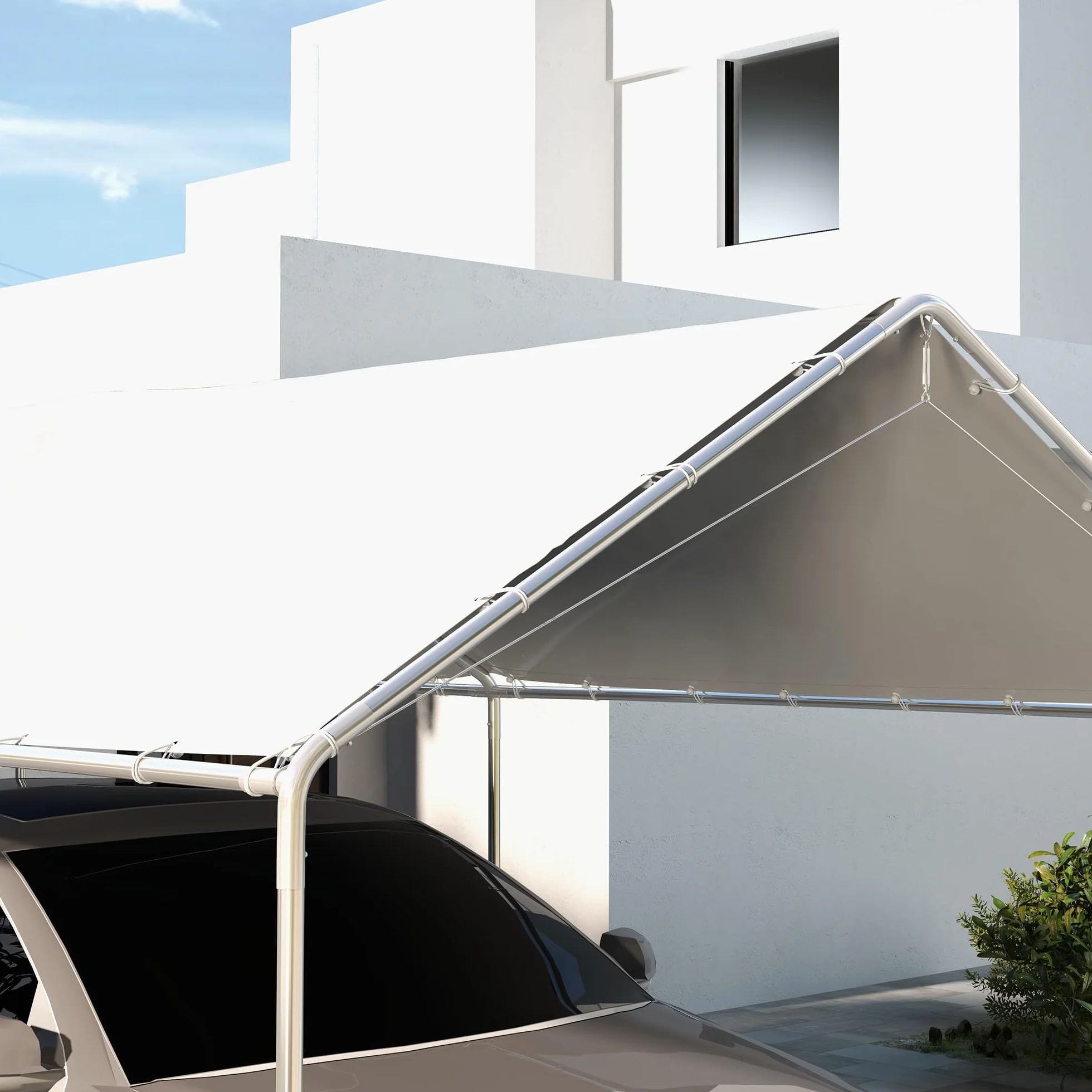 Outsunny Manta de Repuesto 6x3 m Anti-UV para Cochera Polietileno Blanca