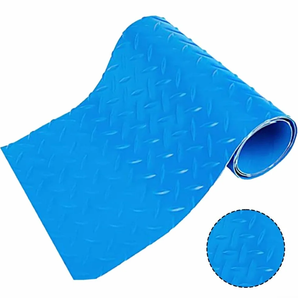 Alfombrilla protectora de escalera de piscina antideslizante de goma, azul 90x23 cm