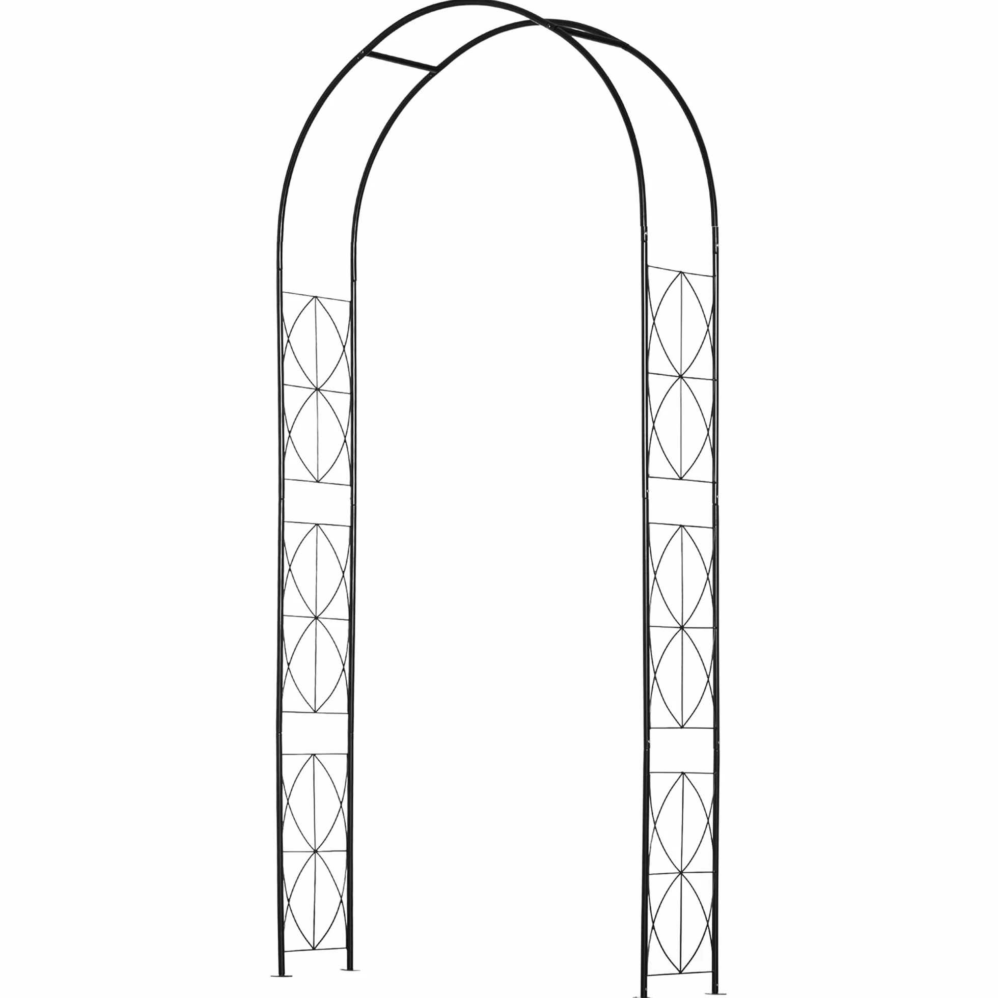 Outsunny Arco de Jardín de Metal Arco de Rosas Arco de Boda Diseño Enrejado para Plantas Trepadoras para Decoración Patio Terraza 114x30x230 cm Negro