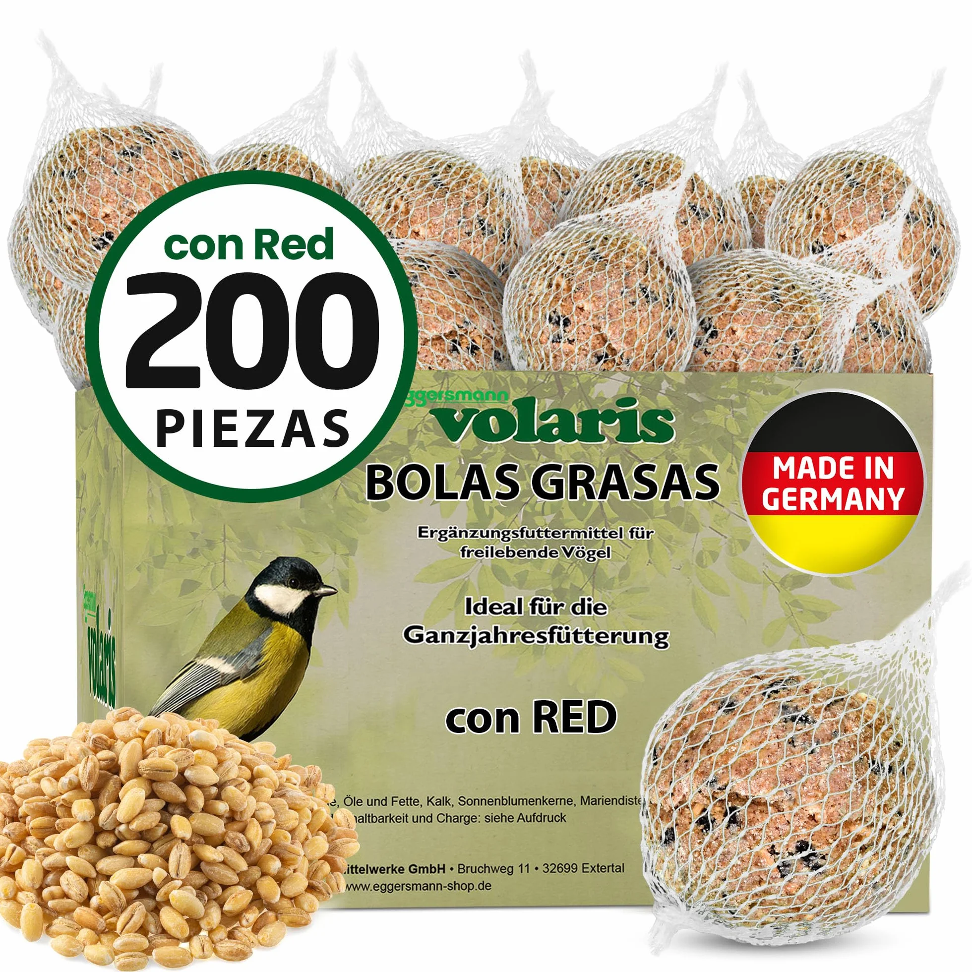 Eggersmann Volaris Meisenknödel con red 200 piezas 18 kg Alimento para pájaros silvestres
