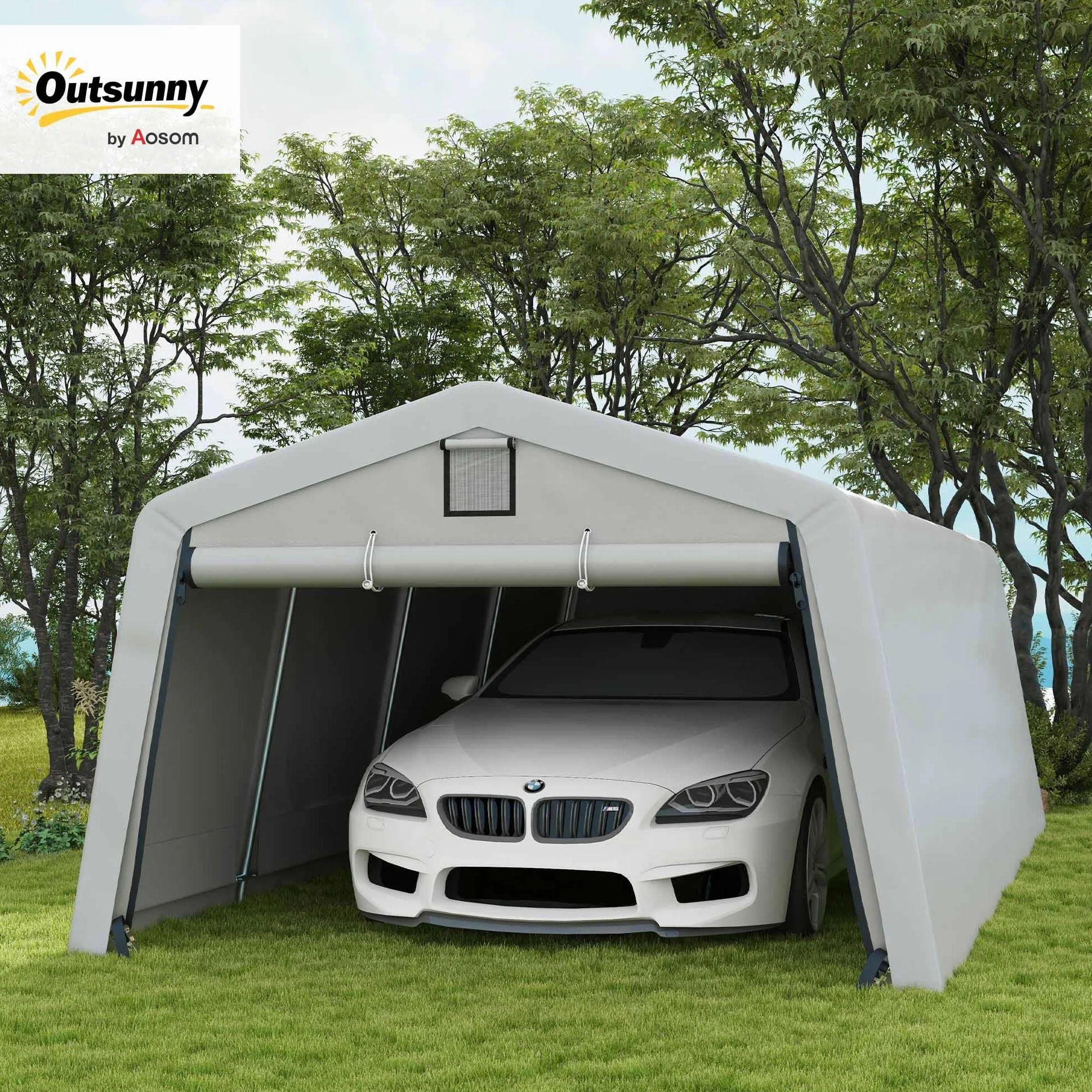 Outsunny Cobertizo portátil independiente 6,2x3,3x2,4 m acero galvanizado PE 150 g/m² impermeable anti-UV