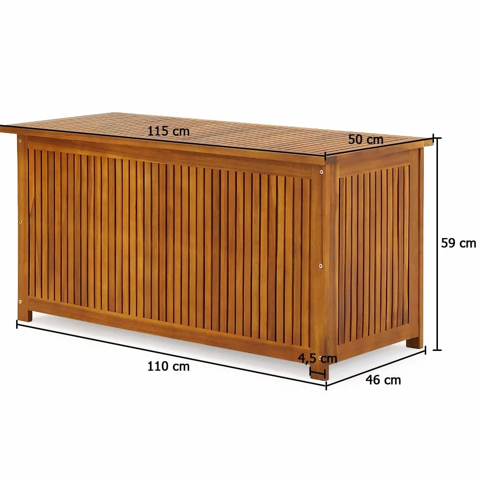CASARIA Baúl Almacenaje Exterior 205L Madera Acacia 115x50x59cm Jardín