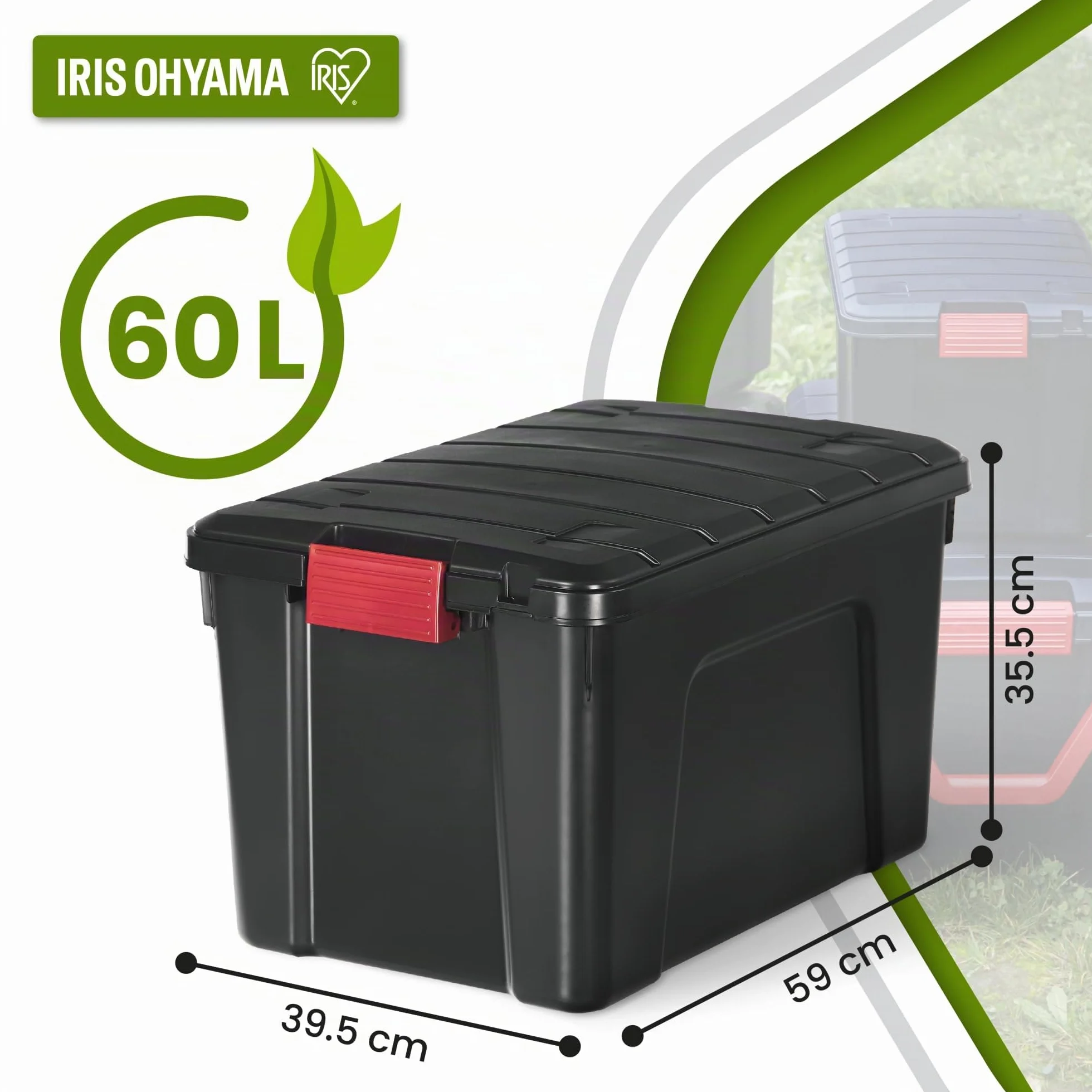 Iris Ohyama Caja de almacenamiento de plástico 60 L SIA-60 Apilable Negro Lote de 3