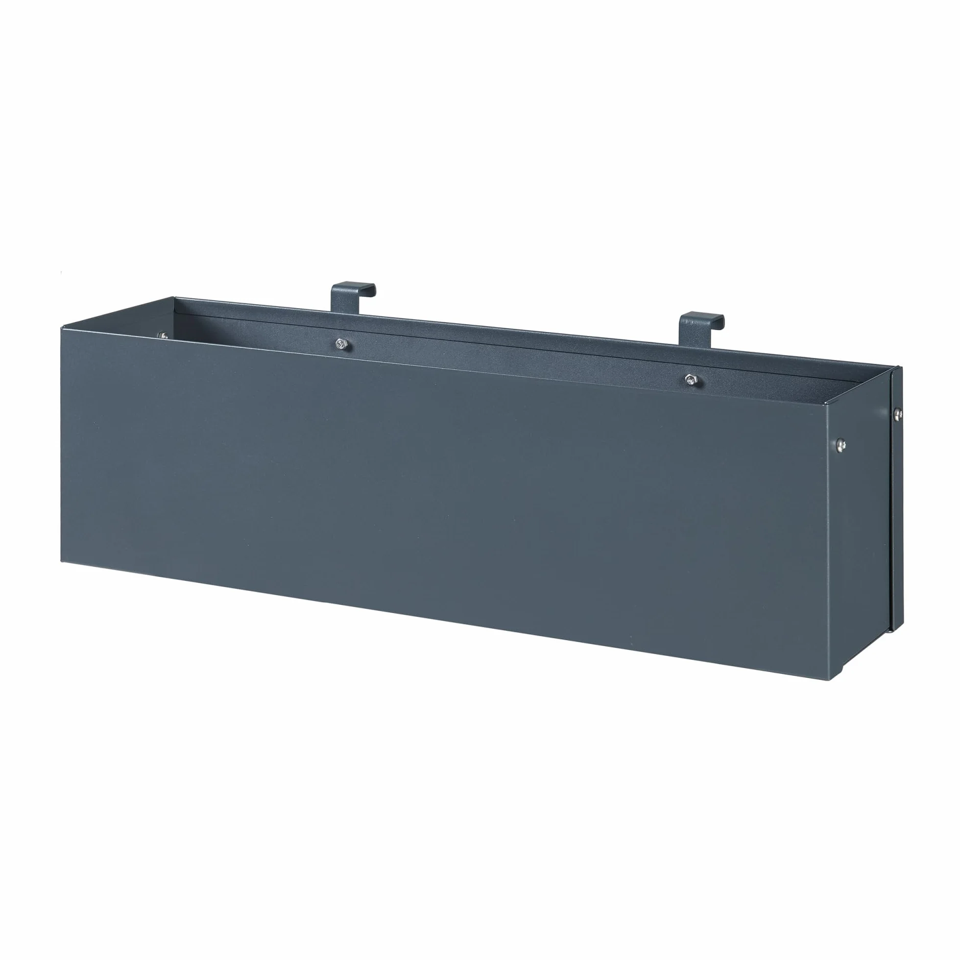 [en.casa] Jardinera Colgante con Orificios de Drenaje Macetero Exterior o Interior con 2 Ganchos para Flores Hierbas de Cocina Acero Galvanizado 50x12x15 cm - Antracita
