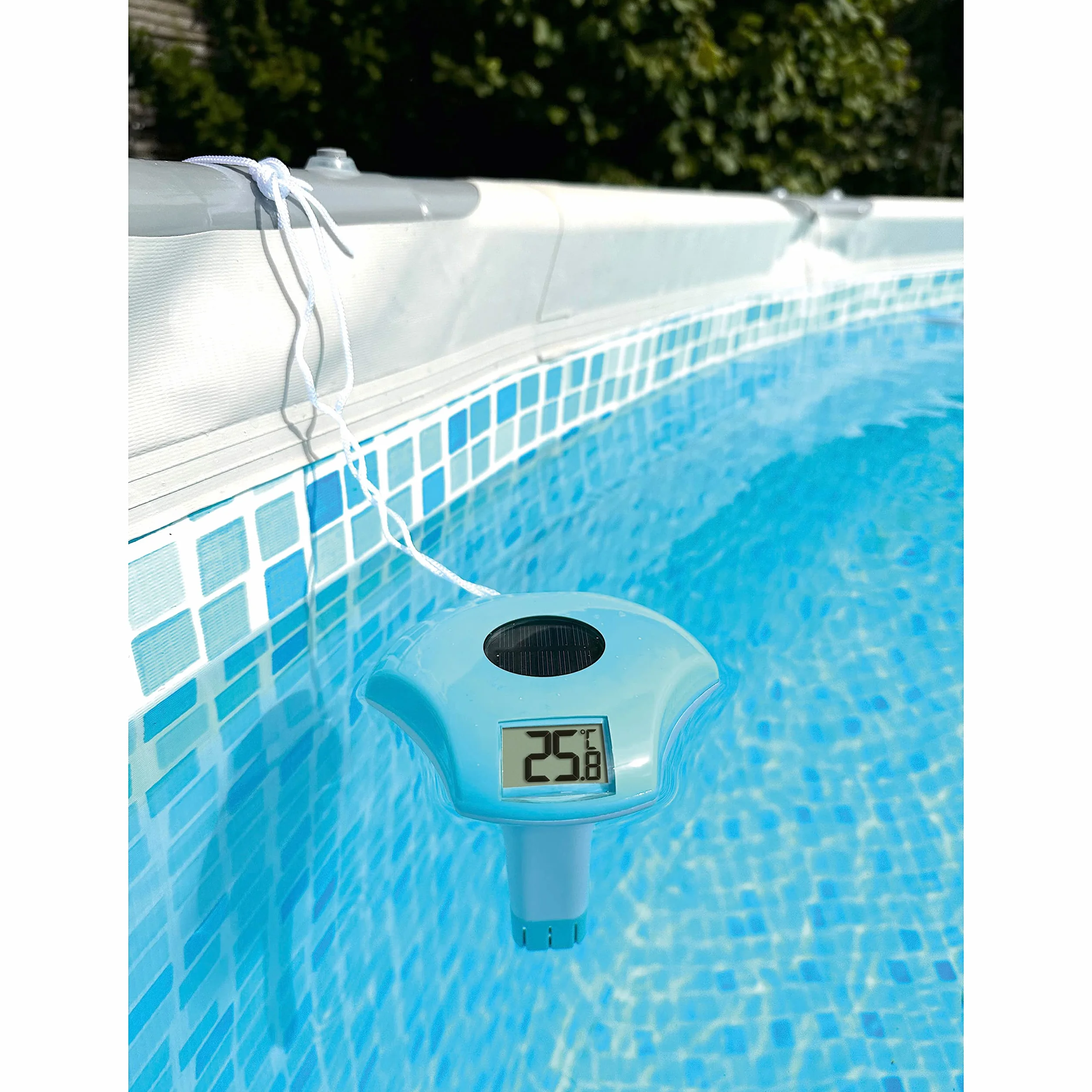 TFA Dostmann Termómetro digital para piscina 30.2033.20, solar, flotante, blanco y turquesa