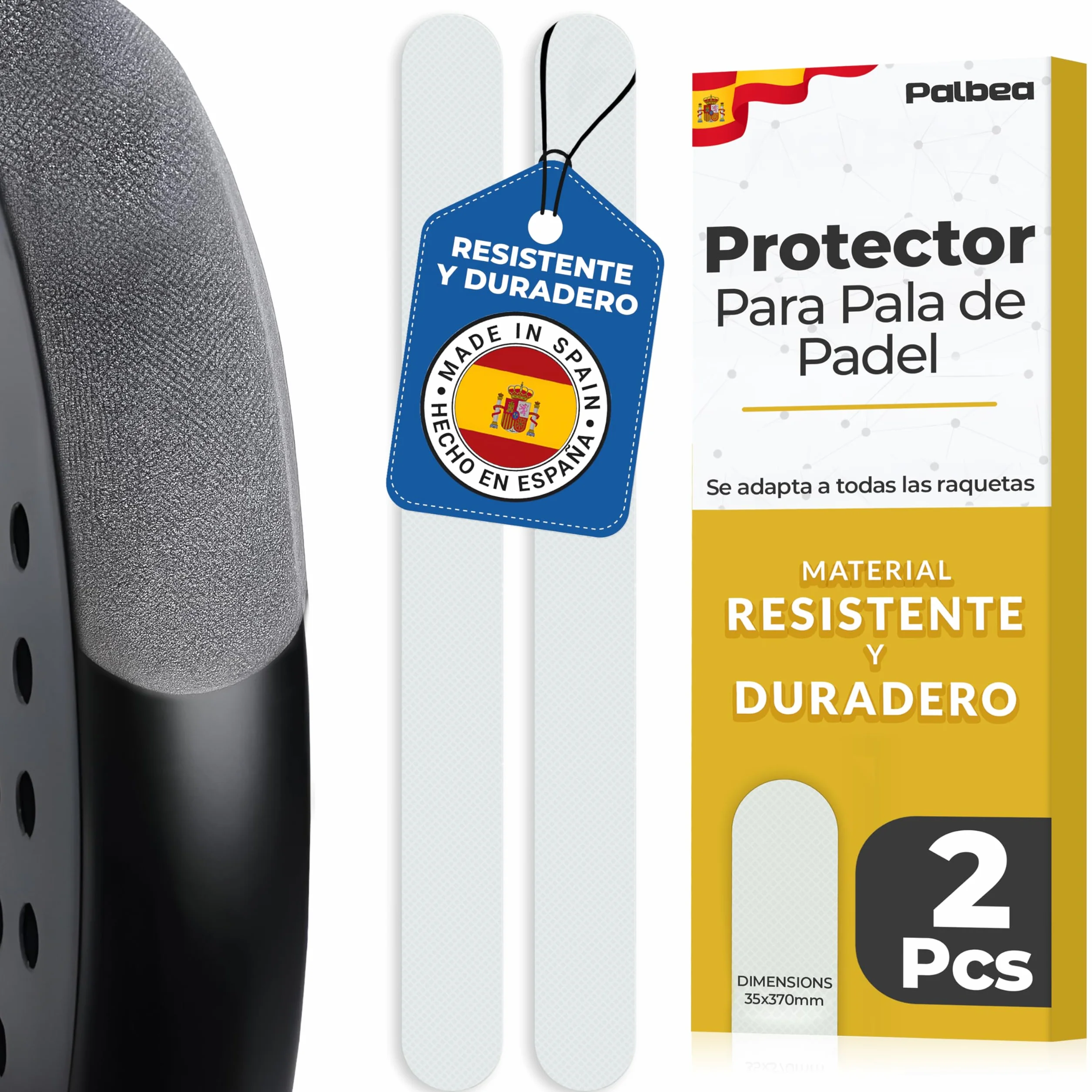 PALBEA Protector Pala de Padel Transparente 35x370mm - Accesorio Duradero y Ligero