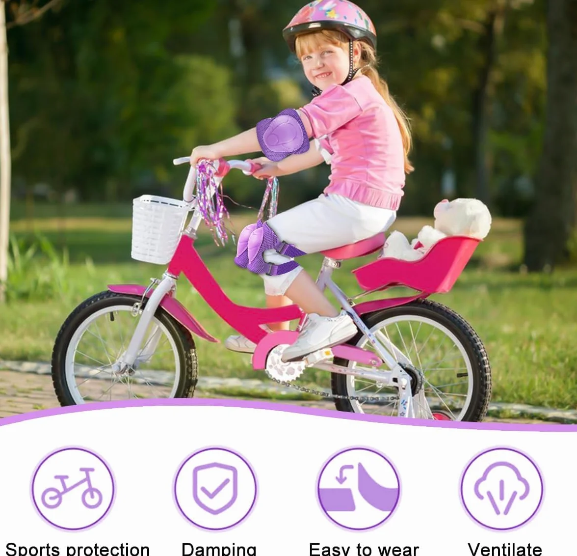 Juego de Protecciones Skate Niño 6 Piezas Rodilleras Muñequeras Coderas para Bicicleta Patinaje