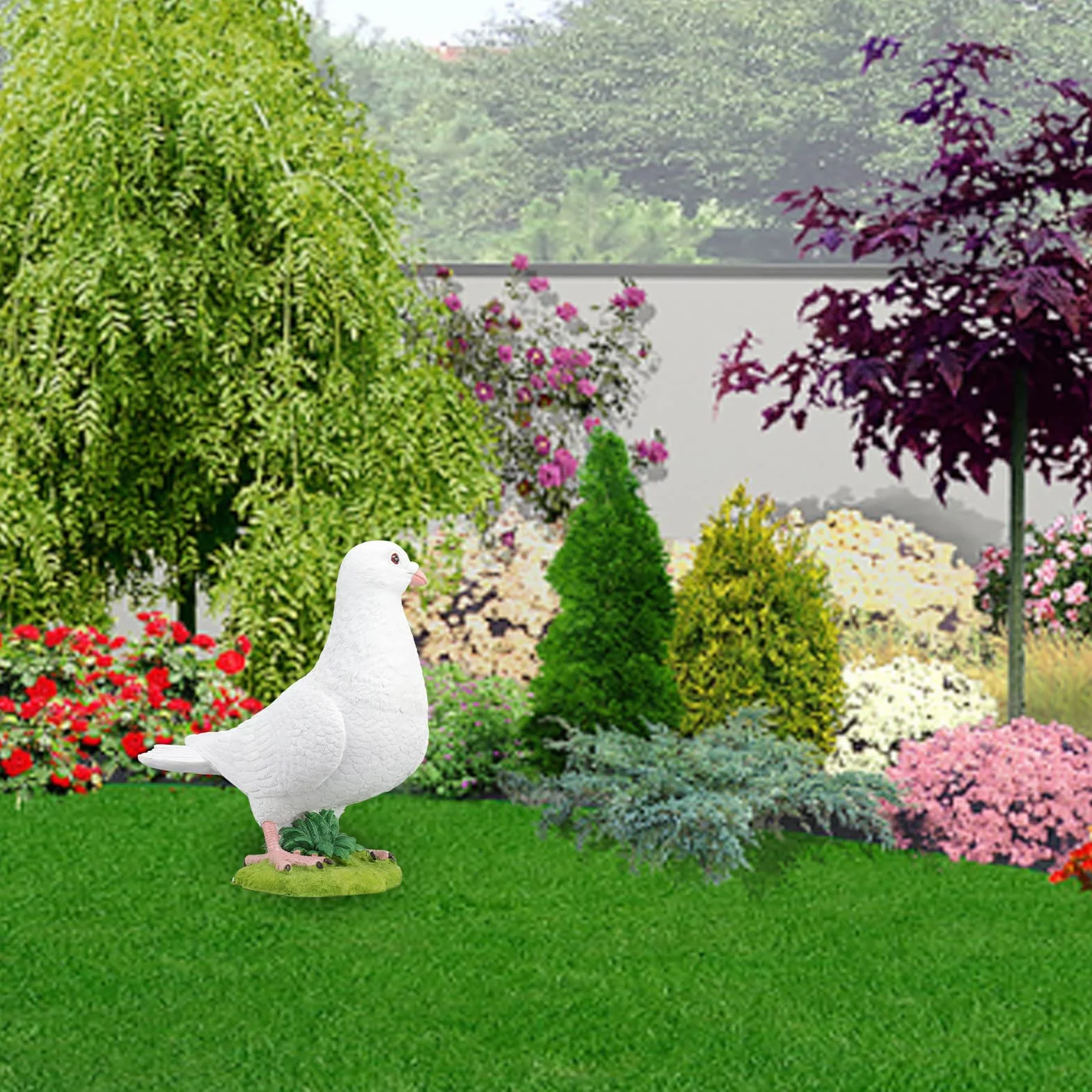 Buachois Modelo de Paloma Blanca, Adorno de jardín de Modelo de pájaro de Resina sintética, artesanía de Resina rústica de pájaro de simulación vívida para decoración de Vacaciones en el hogar(#1)