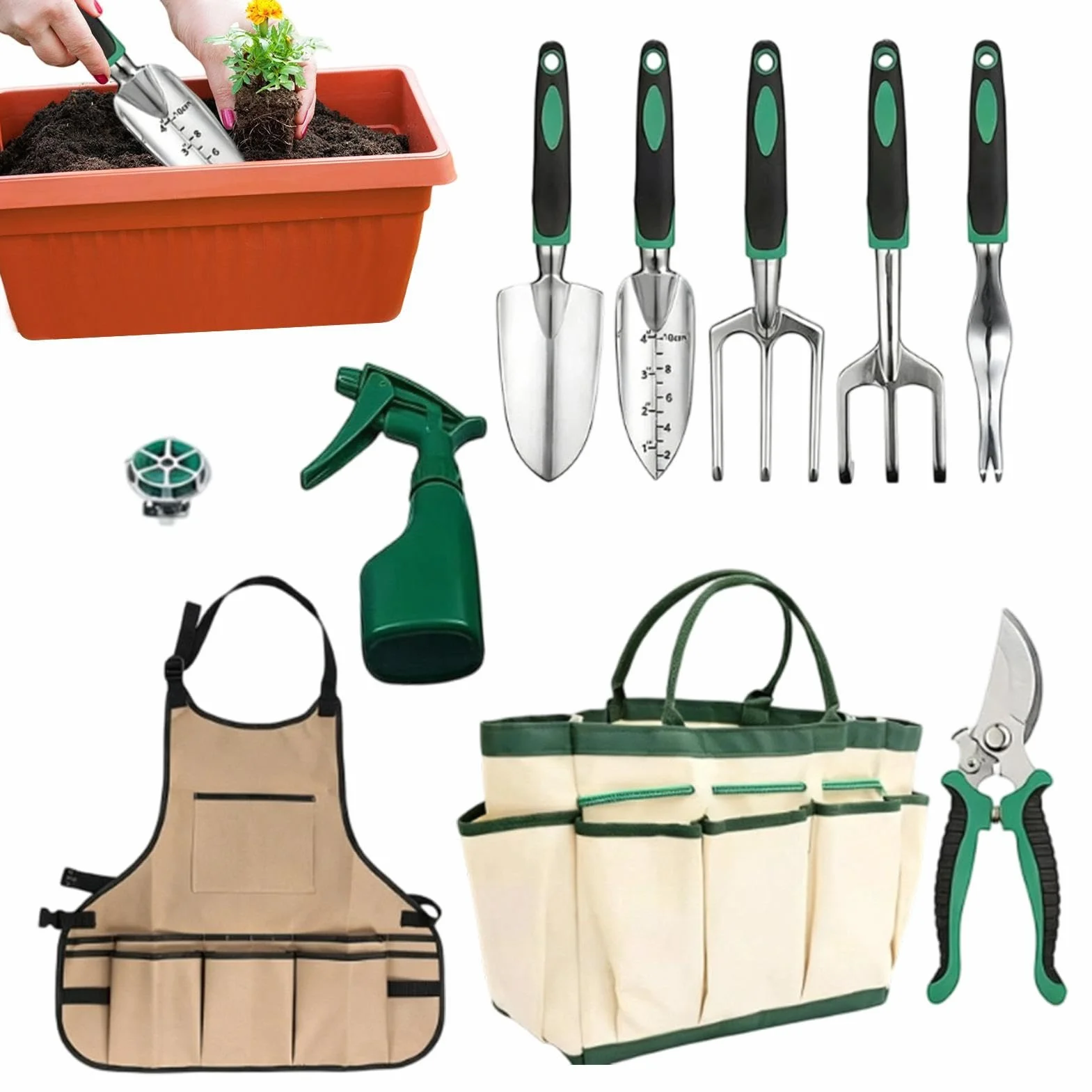 Juego de Herramientas de Jardinería 11 Piezas para Excavar y Plantar en | Herramientas de Jardín Resistentes para Jardineros Mamá Papá Hombres Mujeres Familia Amigos Jardín Patio