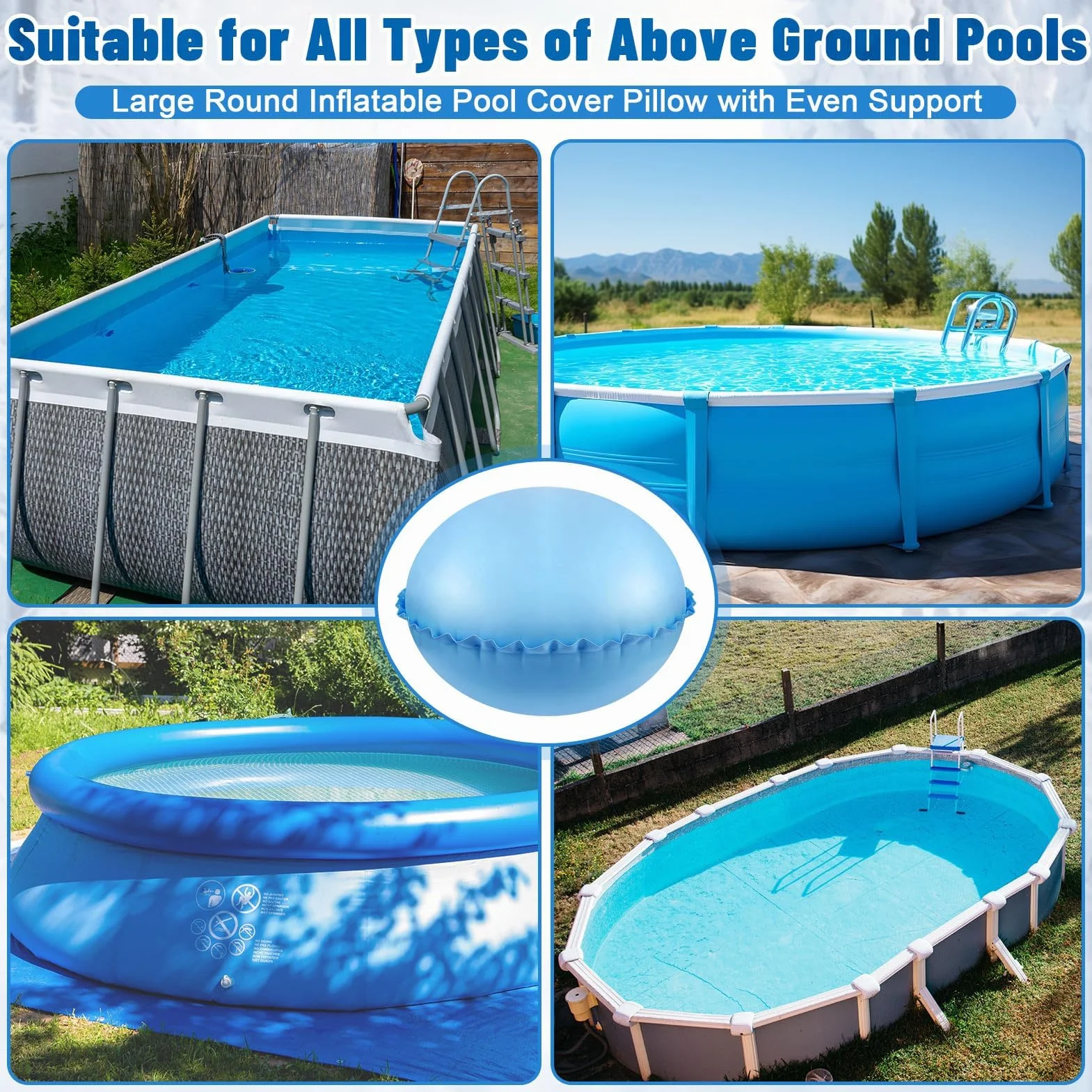 Cojín de Piscina de Invierno 120 x 120 cm, Cojín de Aire para Cubierta de Piscina