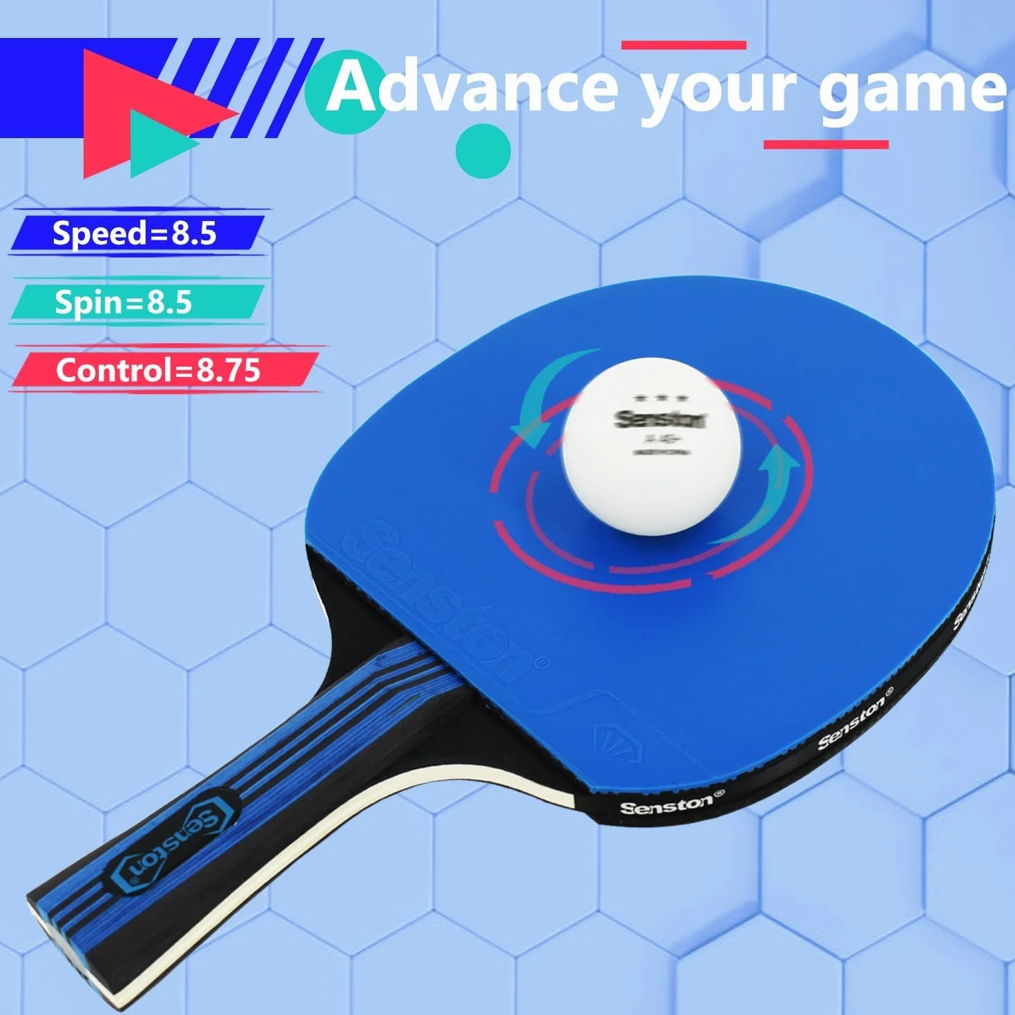 Senston Palas Ping Pong Set 2 Raquetas de Tenis de Mesa 3 Pelotas 1 Bolsa