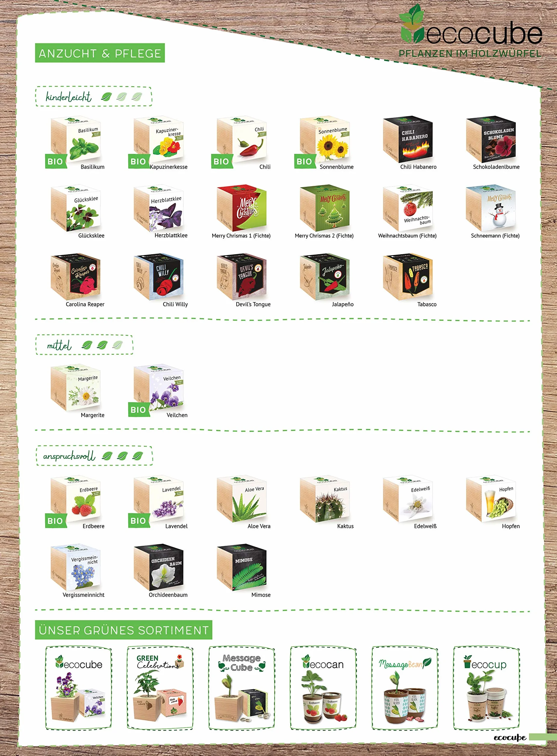 Feel Green Ecocube Forget-Me-Not, set de cultivo sostenible, plantas en cubos de madera, fabricado en Austria