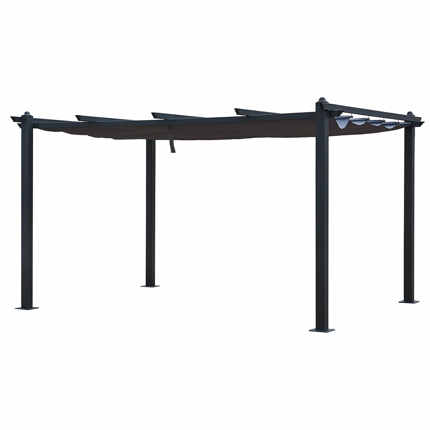 Pérgola Autoportante 4x3 m 12m² Aluminio Poliéster Nila Gris Retráctil Cenador Jardín Terraza Exterior