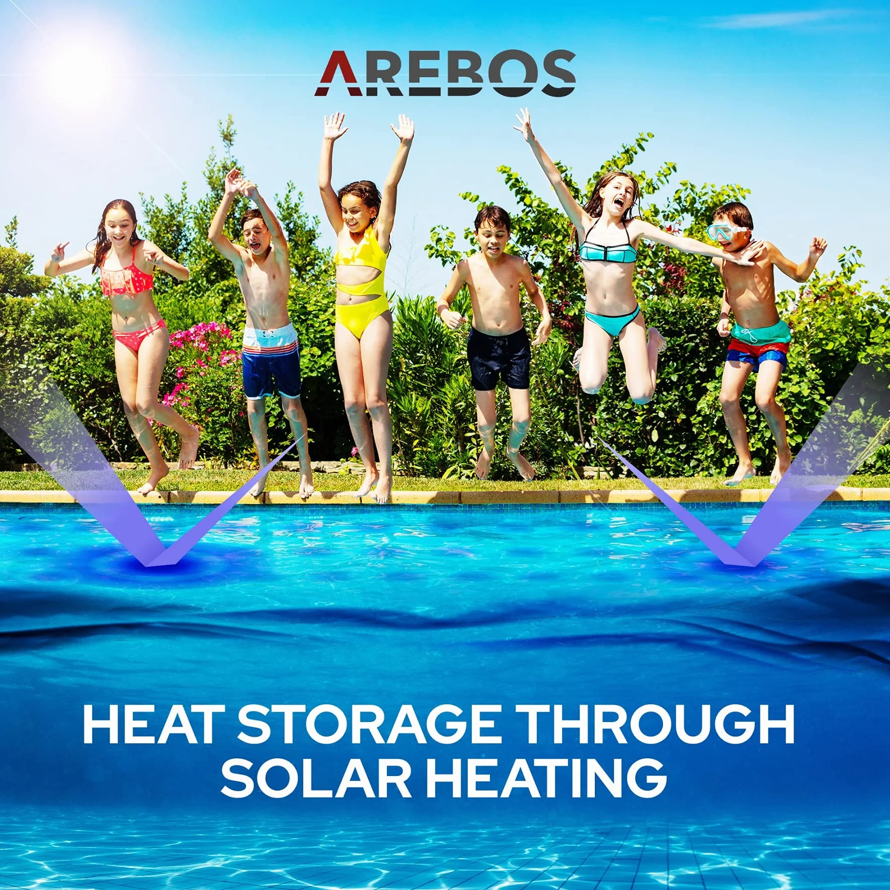 Arebos Cubierta Solar Piscina Redonda Ø 3,05 m Azul 120 µm Protector Térmico