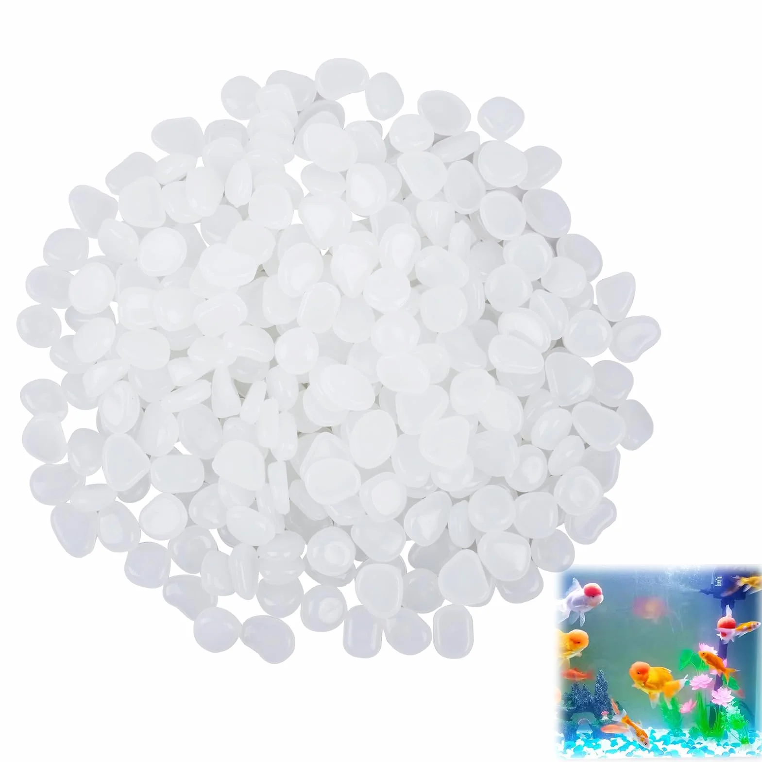 Piedras Luminosas Decorativas Jardin 300 Piezas Fluorescentes Guijarros Macetas Senderos Blanco