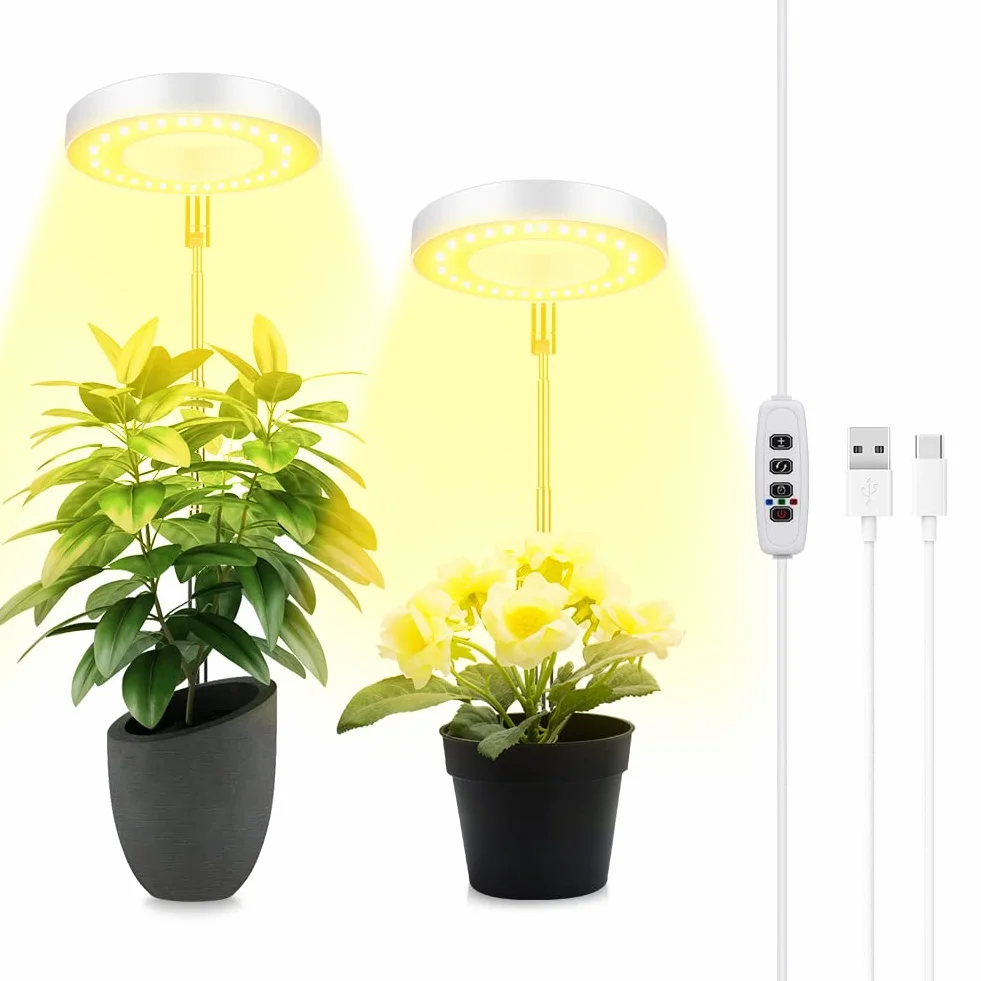 Ainiv Lámpara de Plantas LED, 48 LED Luz de Crecimiento Espectro Completo, Temporizador Automático 3H/9H/12H, Brillo Ajustable