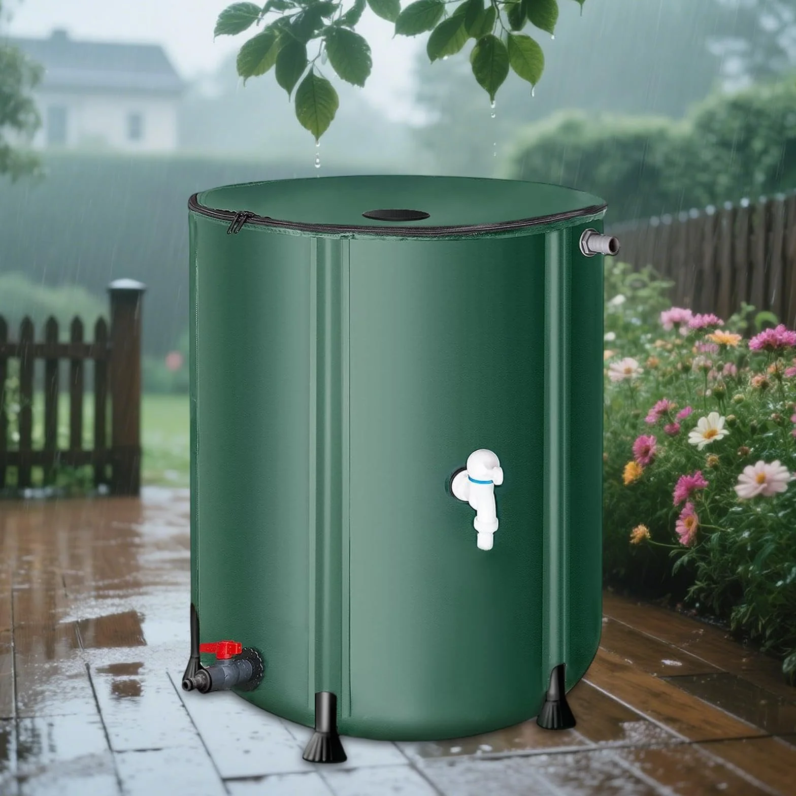 LOVIVER Contenedor de Barril Plegable 50L Colector de Agua Tanque Agua Jardín