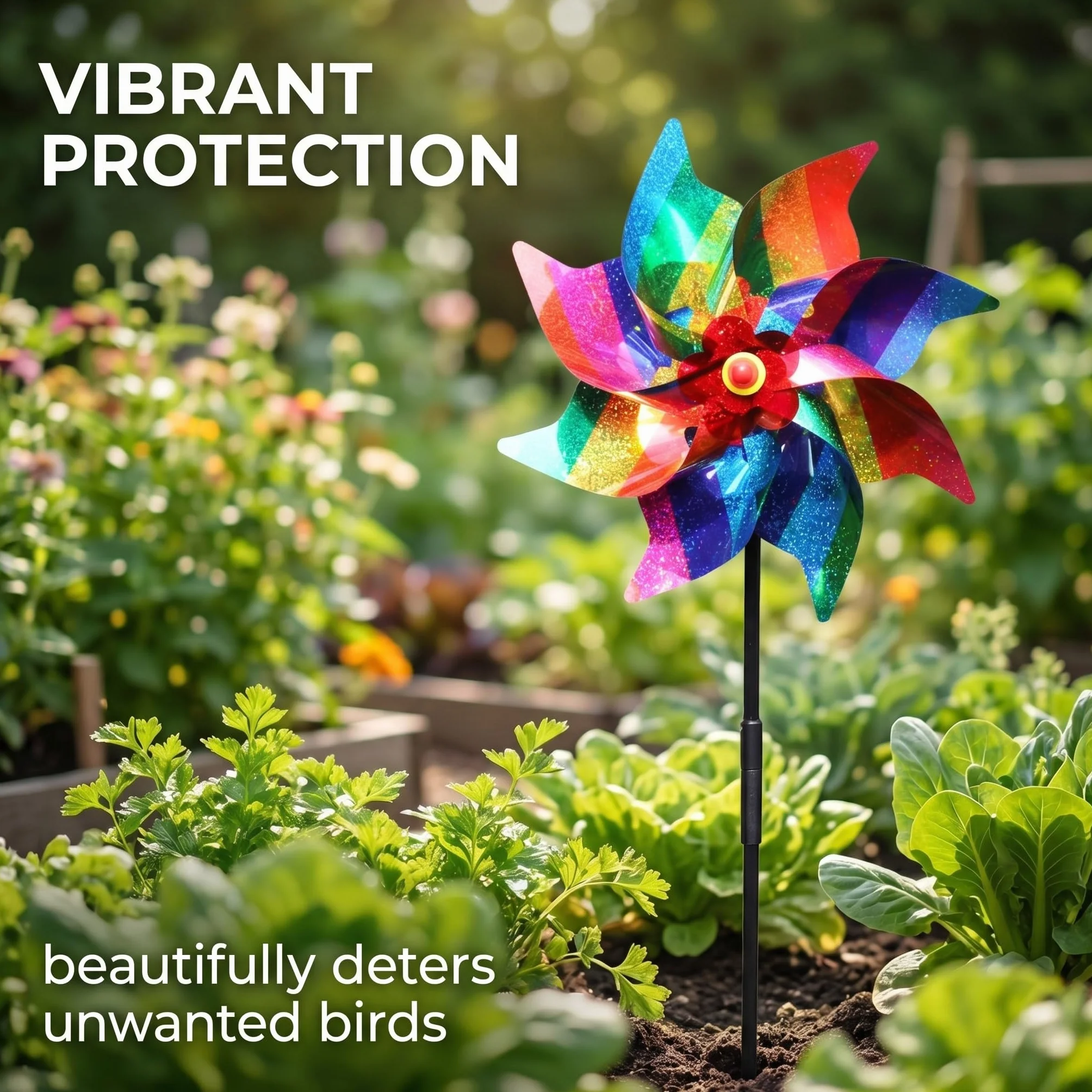 Espantapájaros giratorios reflectantes para jardín, 4 piezas coloridas