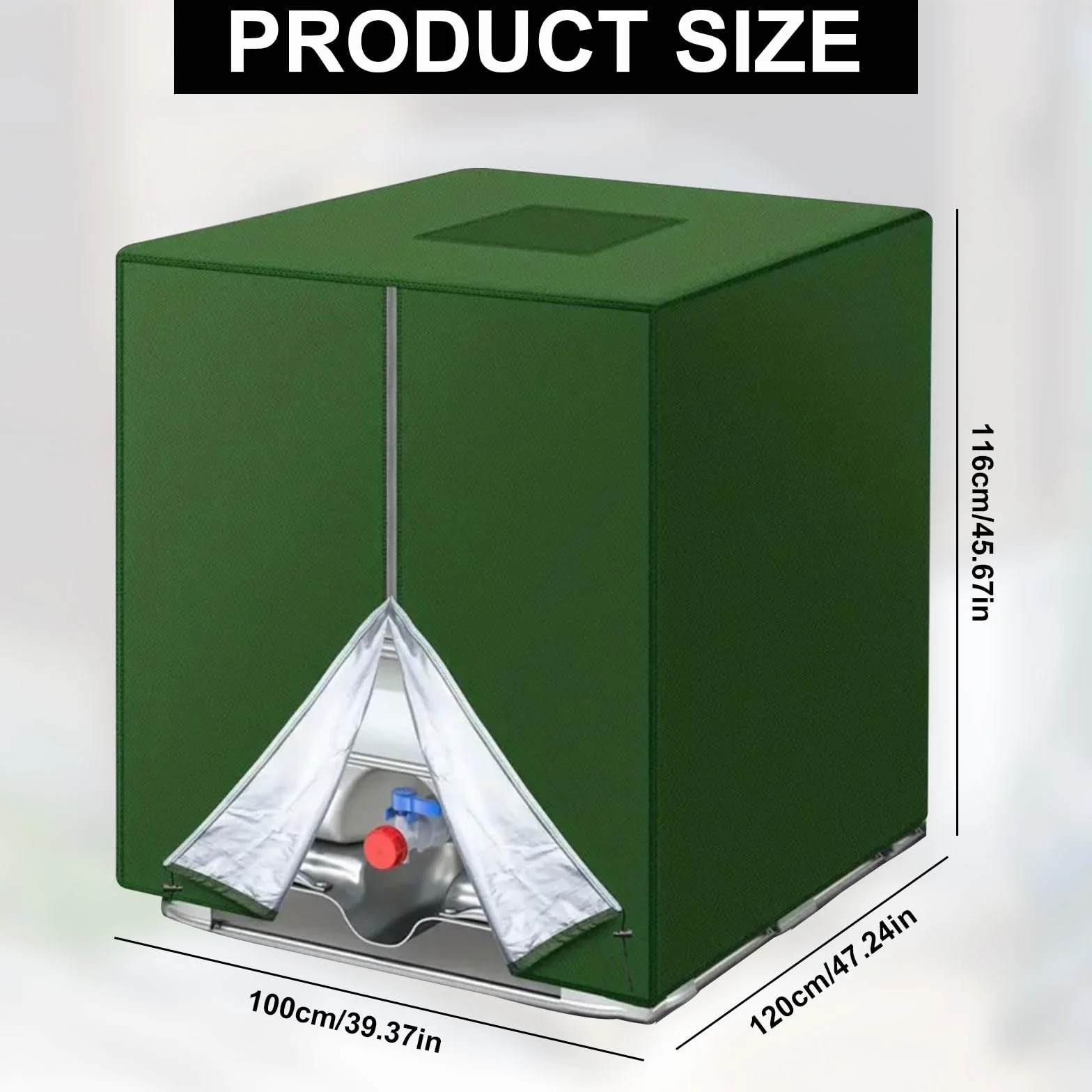 Funda cubre depósito 1000L IBC 120x100x116cm impermeable verde protección UV