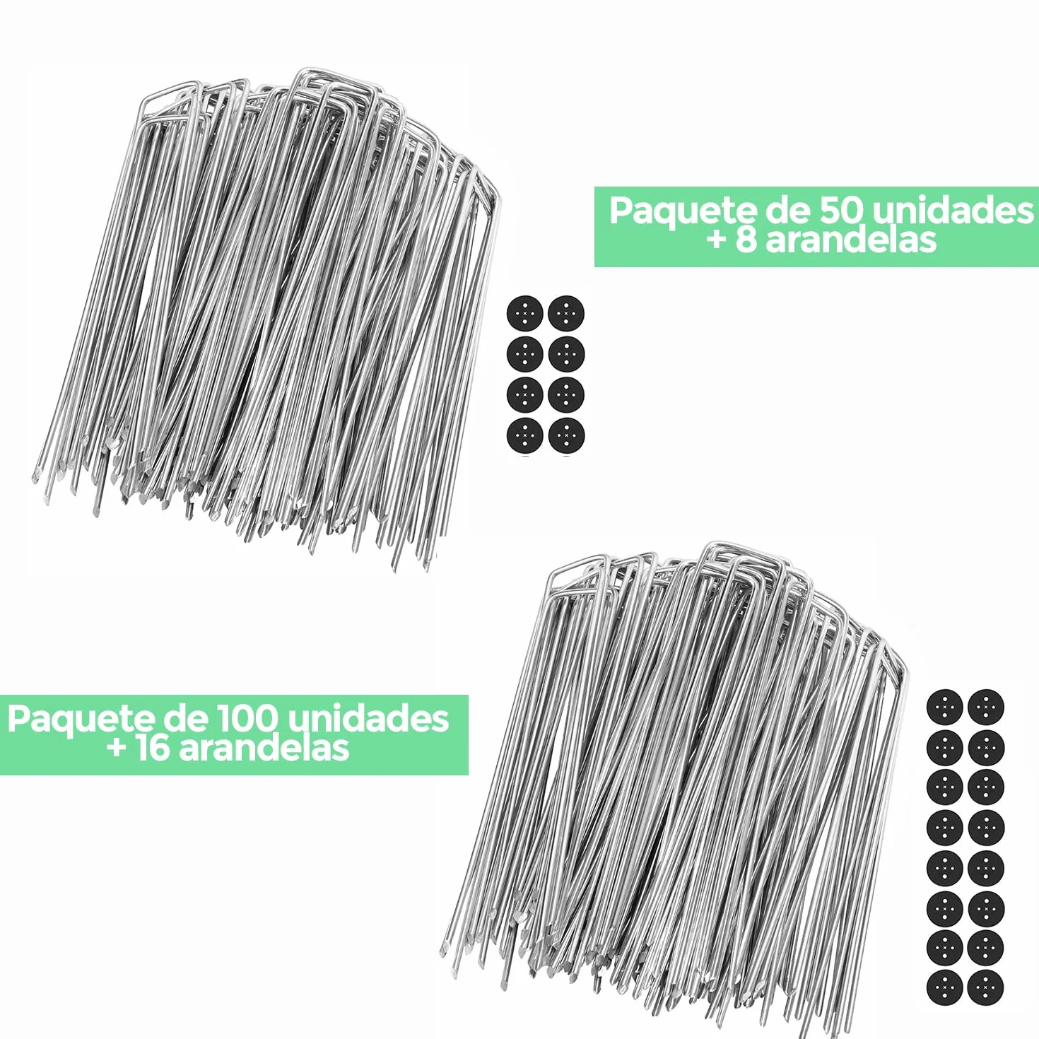 Grapas Césped Artificial Malla Antihierbas Jardín 100 Uds. Acero Inoxidable Galvanizados