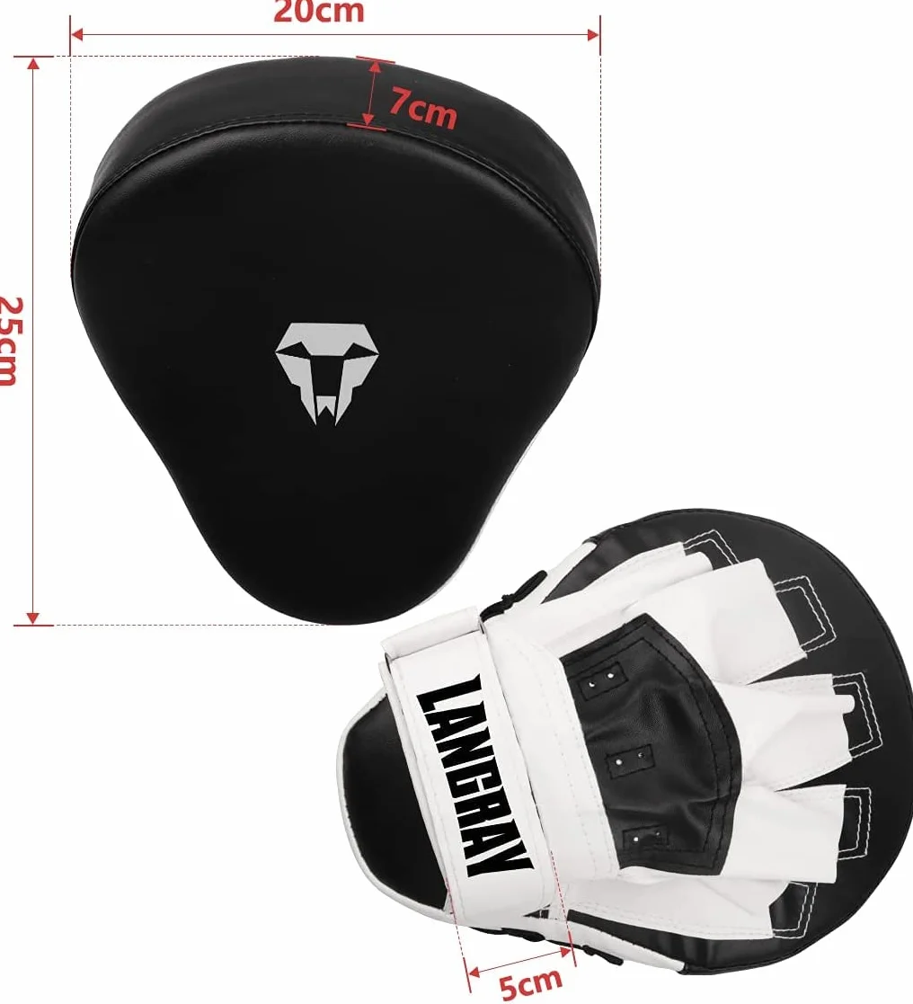 LangRay Guantes de Boxeo Curvados PU Cuero para Entrenamiento Kickboxing MMA