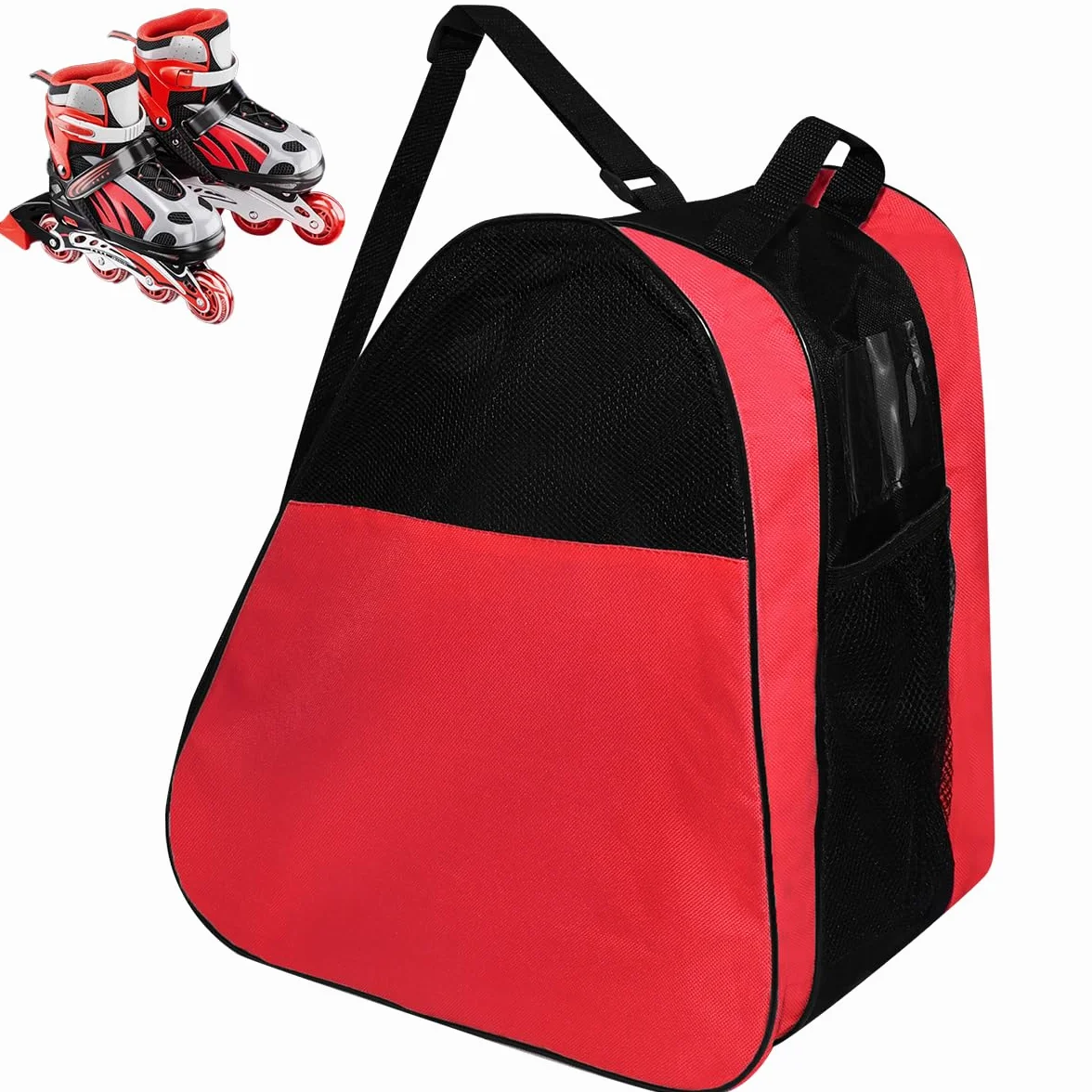 Bolsa para Patines En Linea Infantil Mochila 3 Compartimentos con Casco y Protecciones