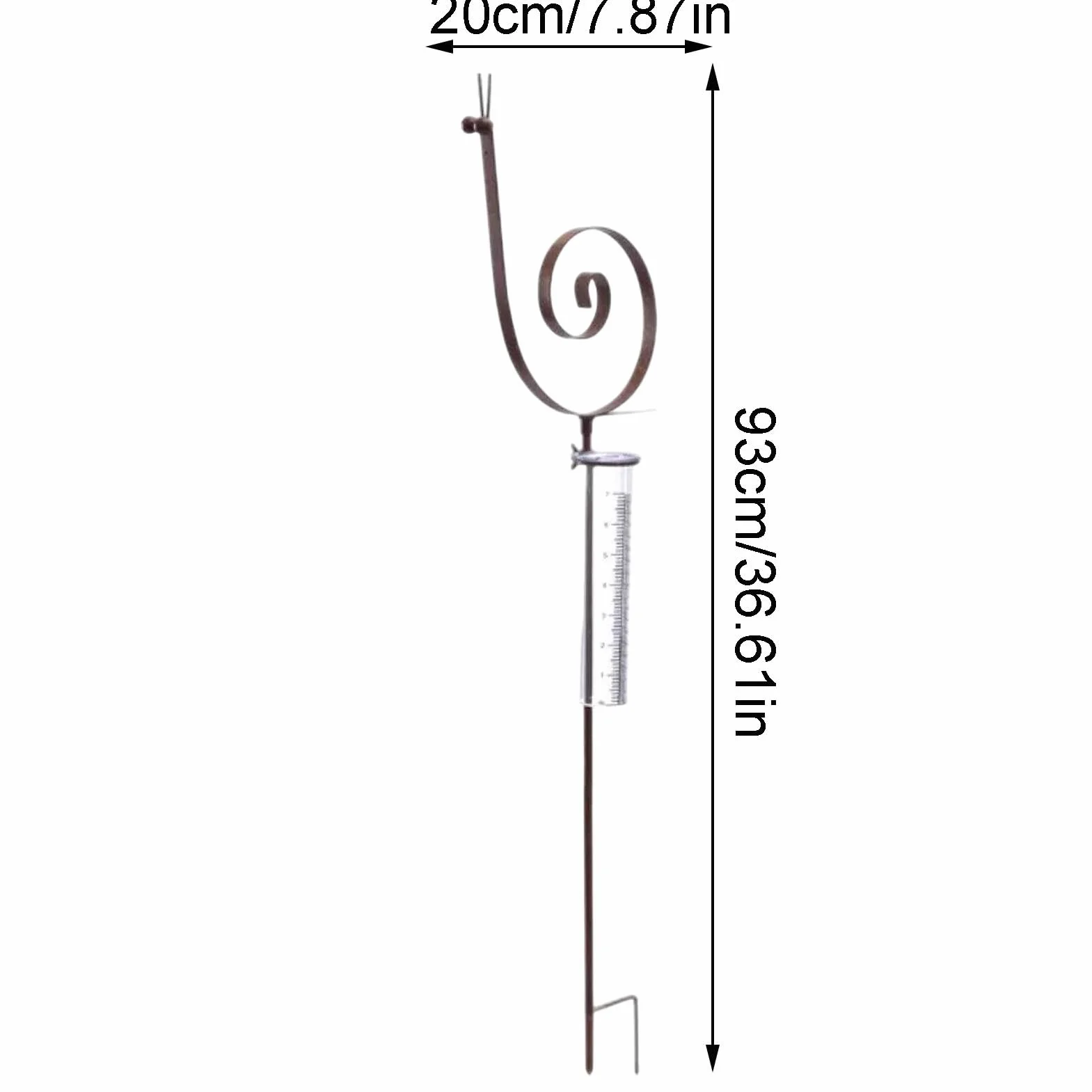 Decorative Rain Gauge Snail Shape Stake Rustproof Garden Rain Meter