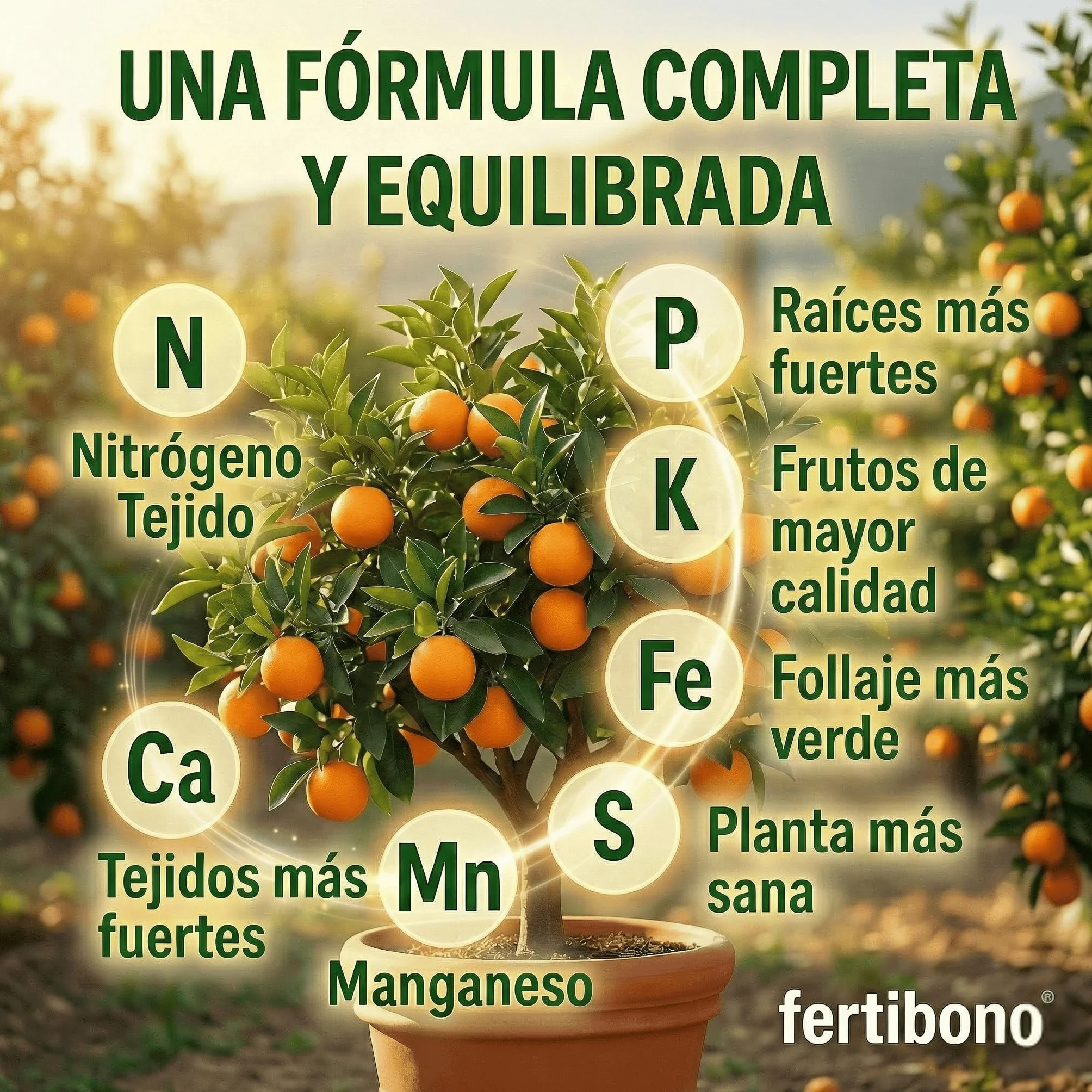FERTIBONO Abono Cítricos 2KG 20-5-11 con Hierro Calcio Azufre Magnesio Manganeso