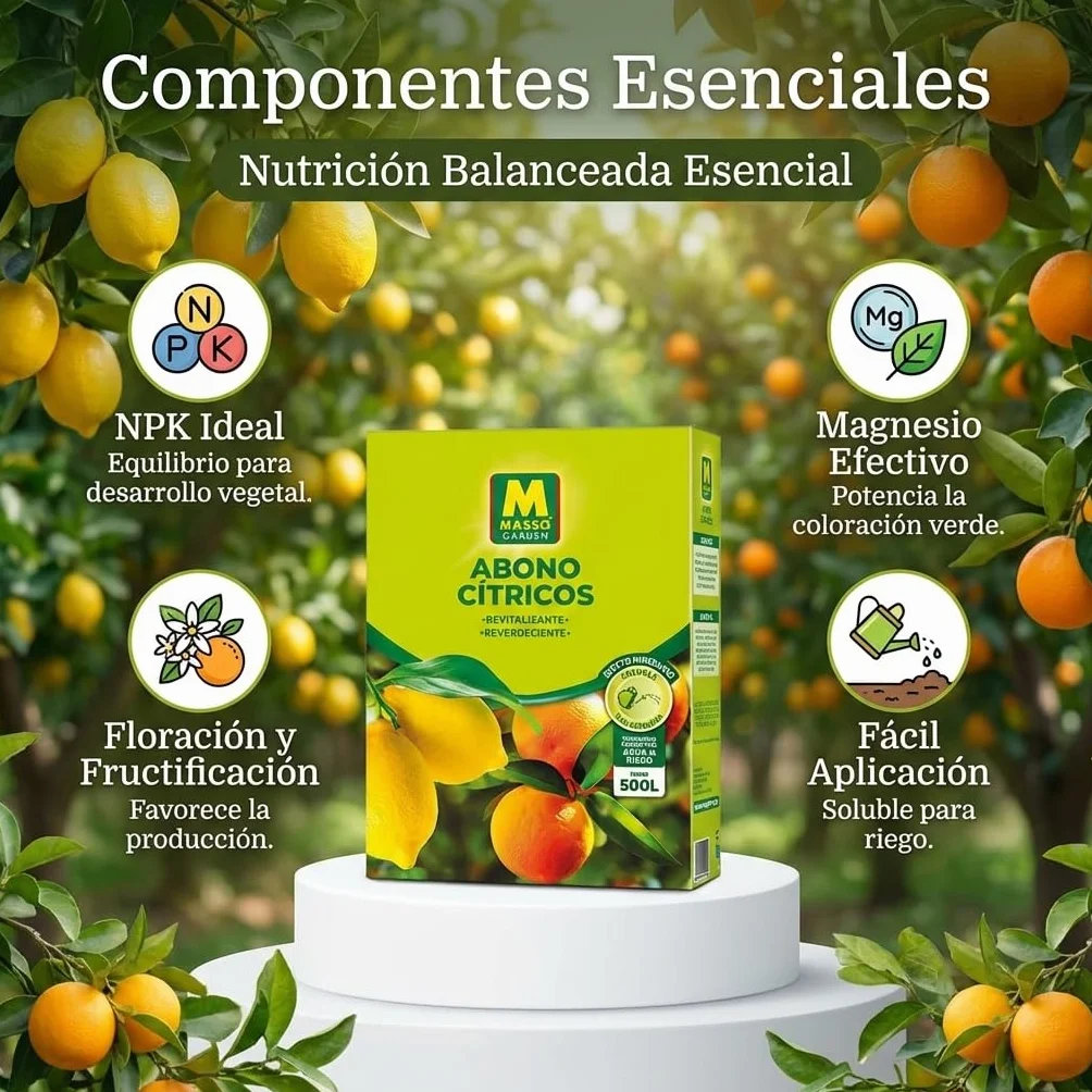 Abono Cítricos Soluble 1 KG | Fertilizante NPK 12-8-12 + 8% Magnesio | Para Limoneros, Naranjos y Mandarinos
