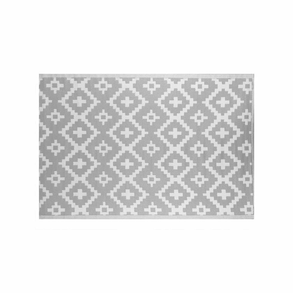 LOLAhome Alfombra jardín Rombos Paros Polipropileno Trenzado Gris 140x200 cm