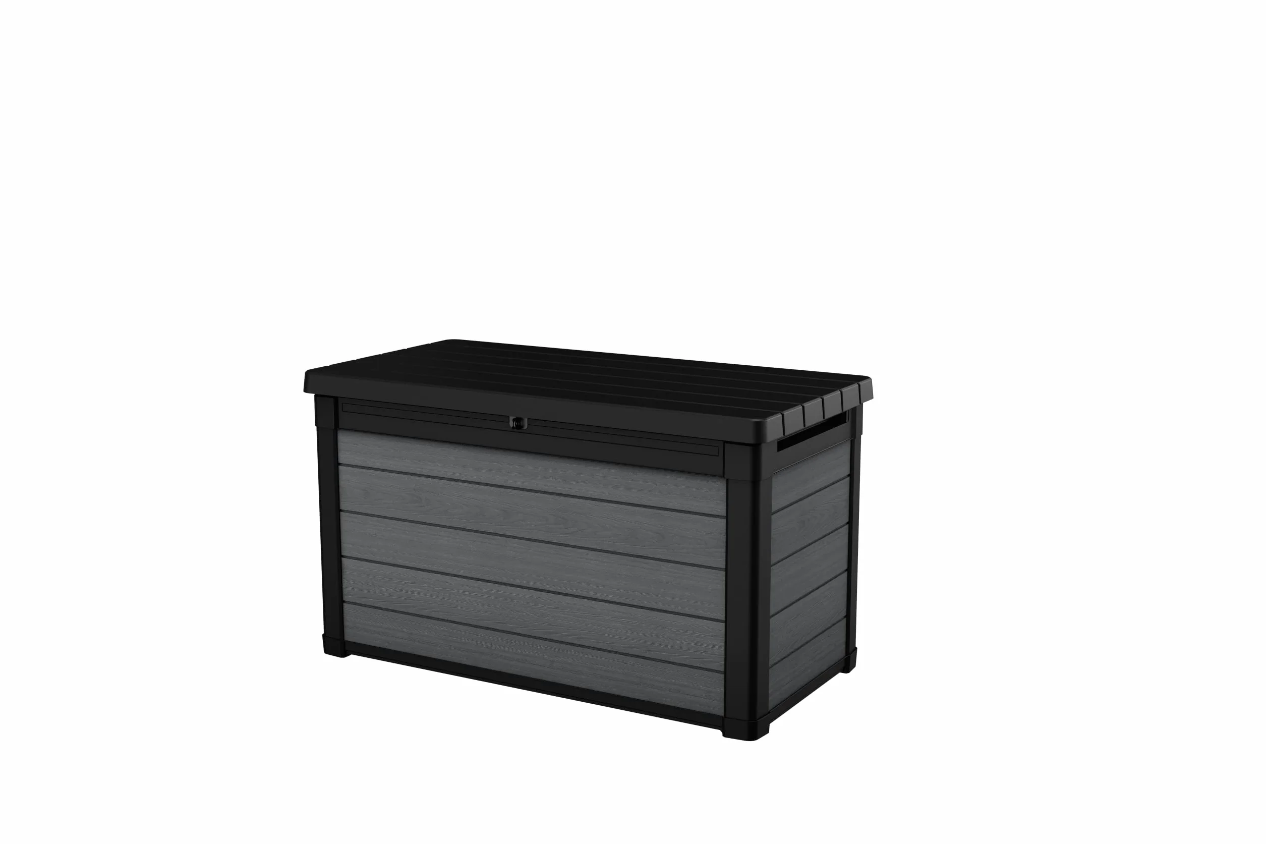 Keter Baúl de jardín 380 l gris efecto madera 122,9 x 62,1 x 70,6 cm