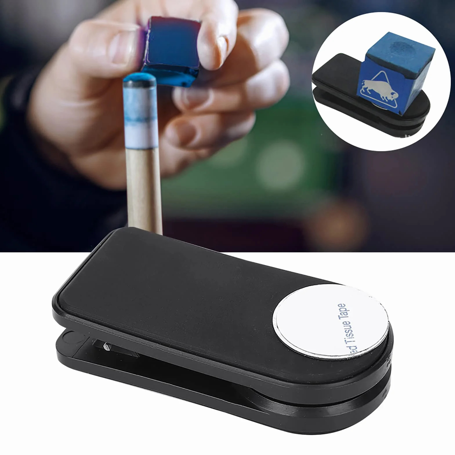 Abrazadera Magnética para Escayola de Billar Taco Soporte de Tiza Clip Accesorios Snooker