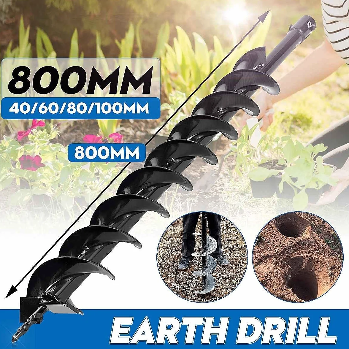 TRIMEVER TERRENA 800mm DUAL HOJA DE AURIDAD BIGE DE TRIMENCIA BORRADO BROBORE CARGA PETRIL TIERRA POSTER HERMANA HERRAMIENTA POTENCIA 40-100mm Gaod