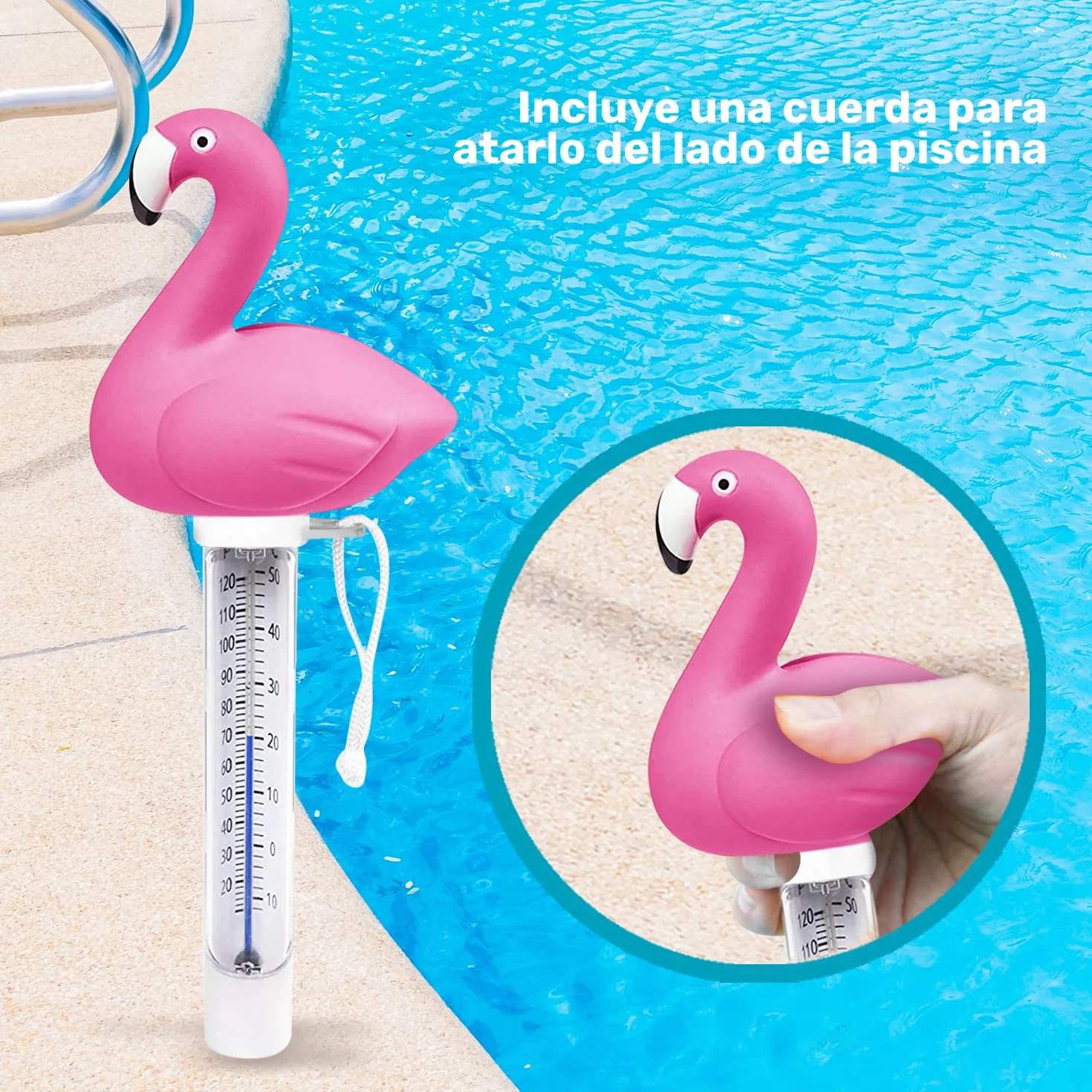 Termometro Piscina Flotante con Cuerda Resistente para Piscinas Estanque SPA