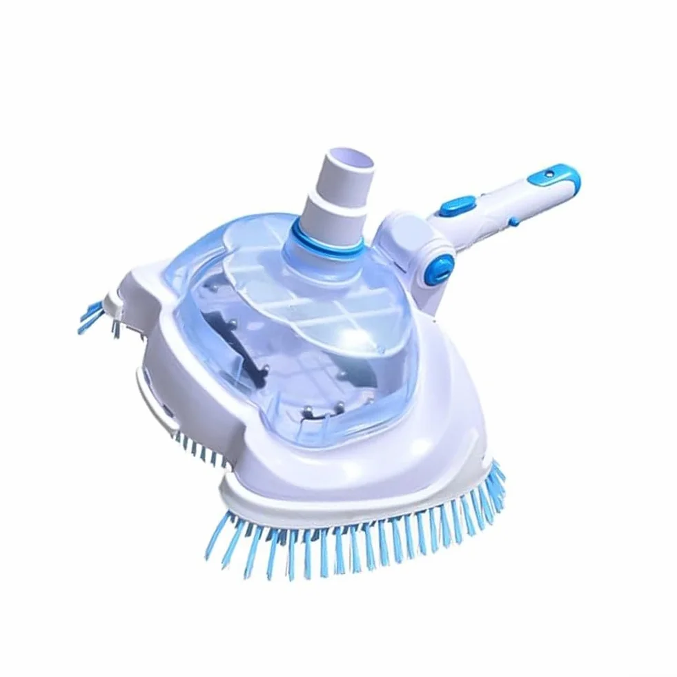 Cabezal de aspiradora de piscina para piscinas enterradas y sobre el suelo, cepillo limpiador de succión resistente con adaptador de manguera giratoria para suelos de hormigón de