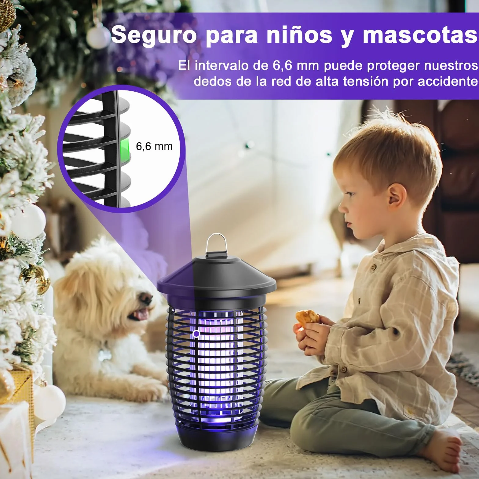 PALONE Lampara Antimosquitos 4500V 20W UV Alcance 100 M² Interior Exterior