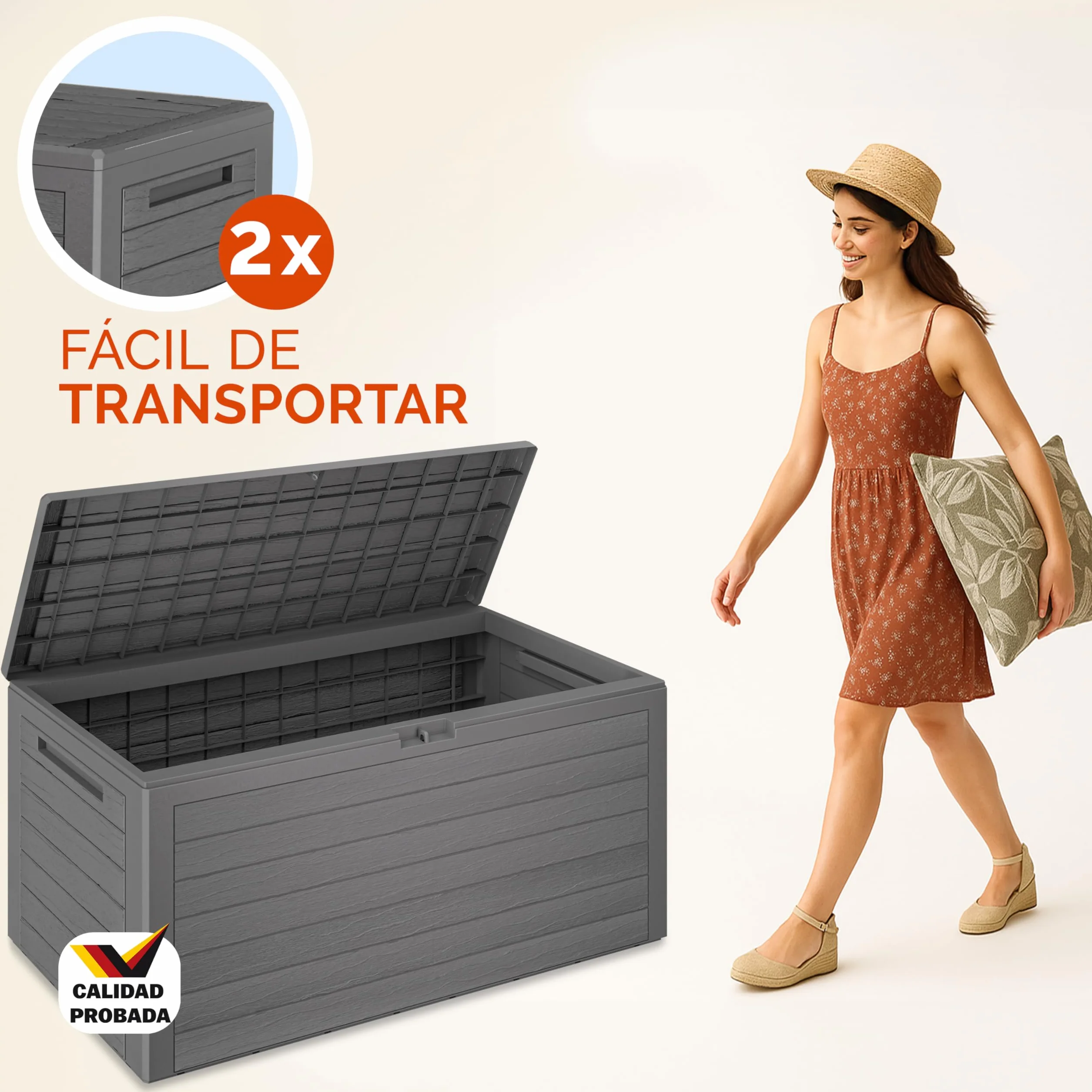 Casaria Baúl de Almacenamiento Exterior 280L 116x43x55cm Gris