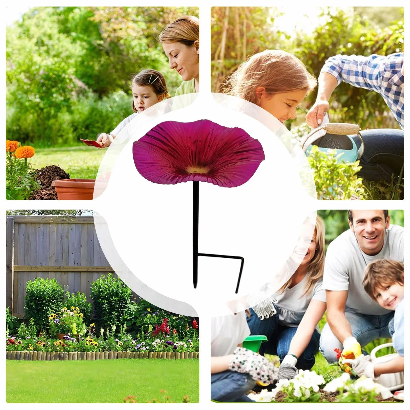 Soporte para Pájaros de Agua con Poste para Exterior Decoración Jardín Forma Flor